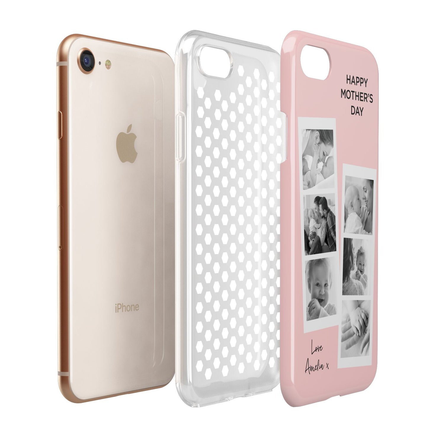 Pink Mothers Day Photo Strips Apple iPhone 7 8 3D Tough Case Expanded View