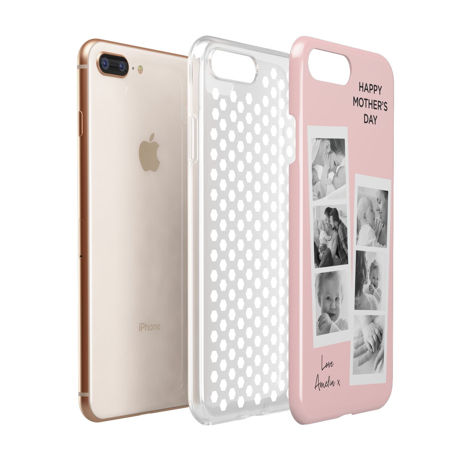 Pink Mothers Day Photo Strips Apple iPhone 7 8 Plus 3D Tough Case Expanded View