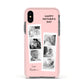 Pink Mothers Day Photo Strips Apple iPhone Xs Impact Case Pink Edge on Black Phone