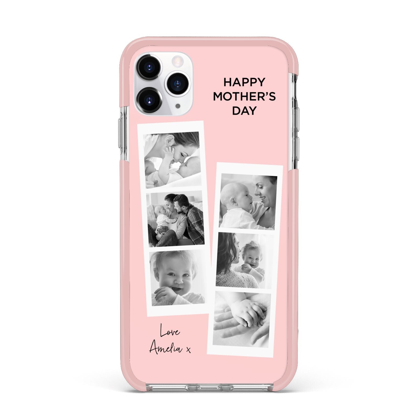 Pink Mothers Day Photo Strips iPhone 11 Pro Max Impact Pink Edge Case