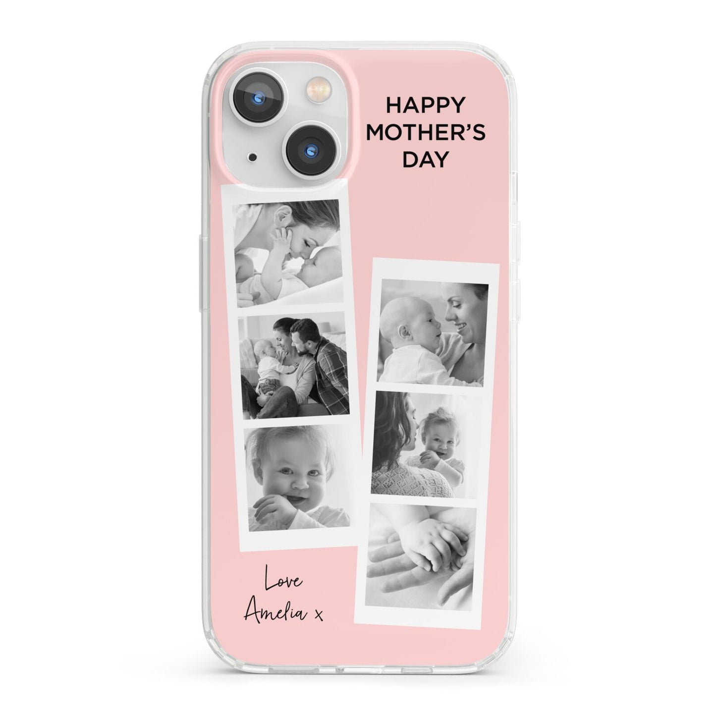Pink Mothers Day Photo Strips iPhone 13 Clear Bumper Case