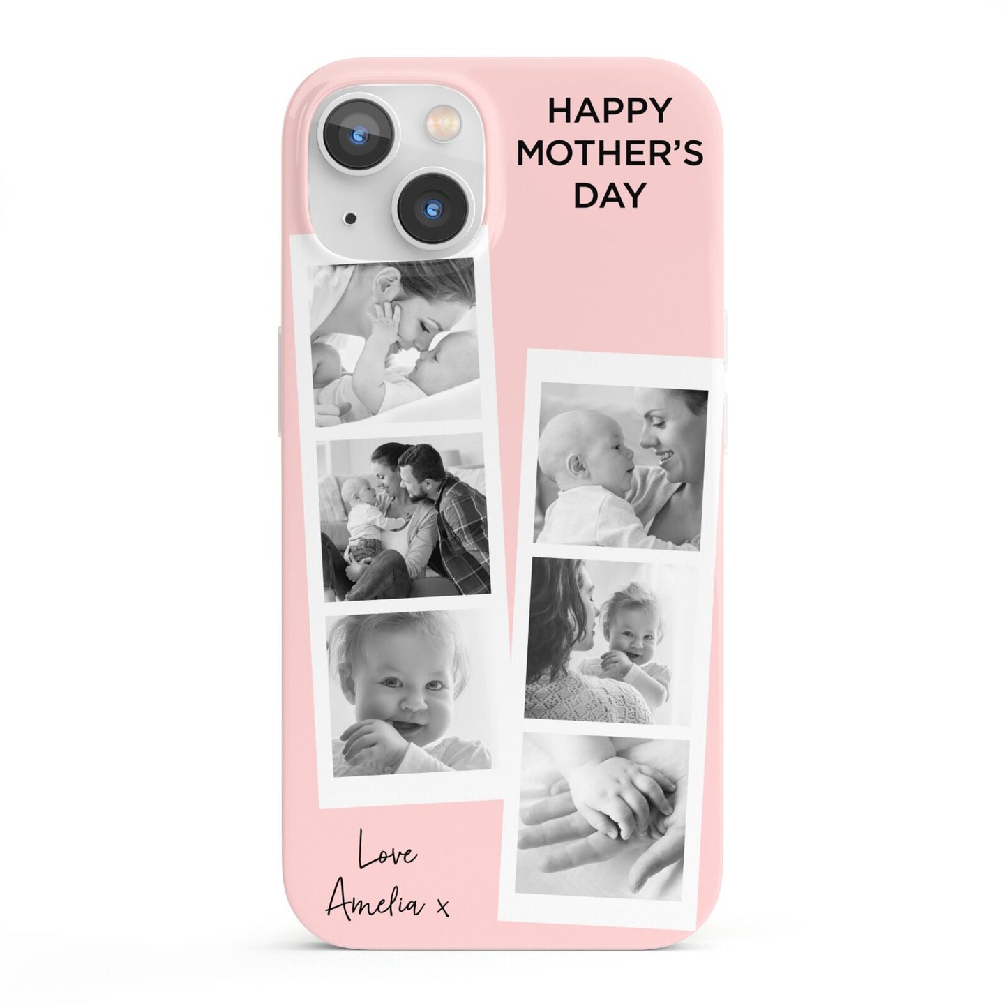 Pink Mothers Day Photo Strips iPhone 13 Full Wrap 3D Snap Case