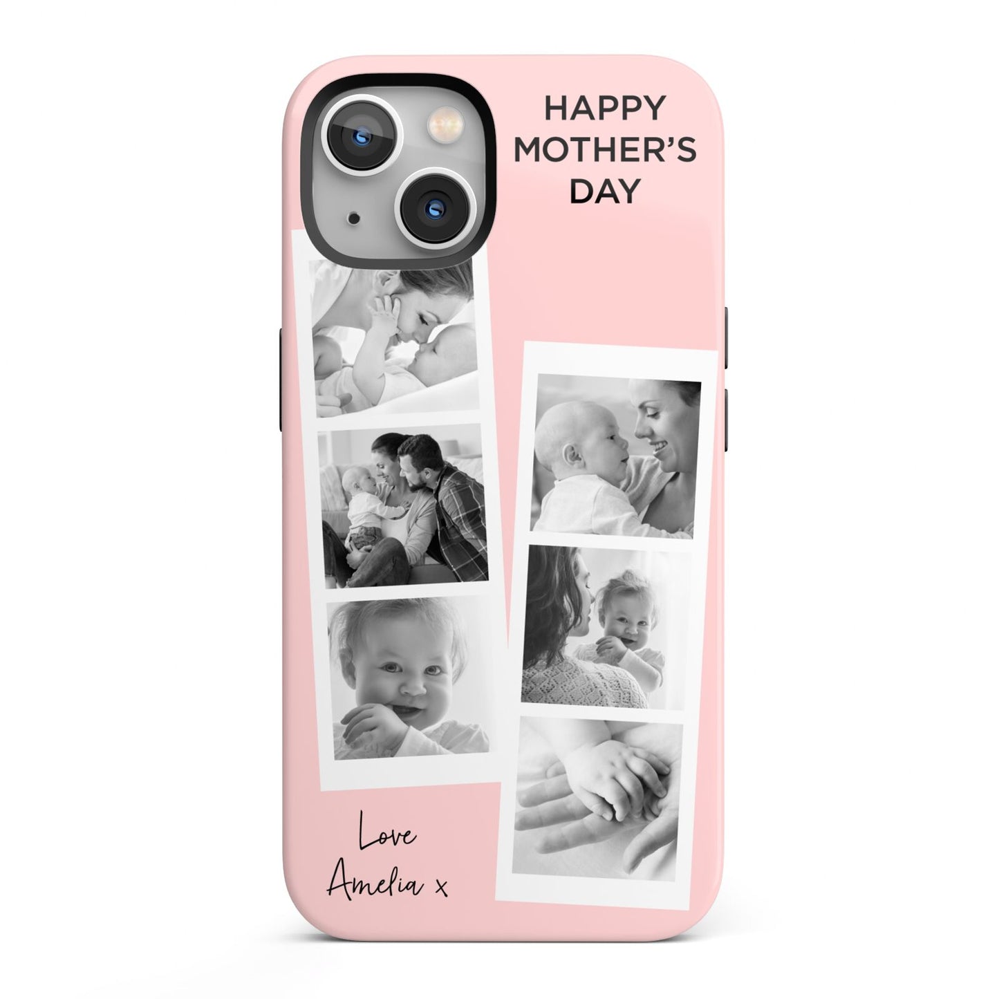 Pink Mothers Day Photo Strips iPhone 13 Full Wrap 3D Tough Case