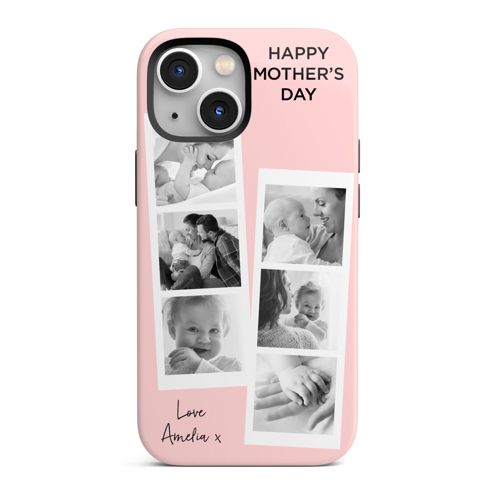 Pink Mothers Day Photo Strips iPhone 13 Mini Full Wrap 3D Tough Case