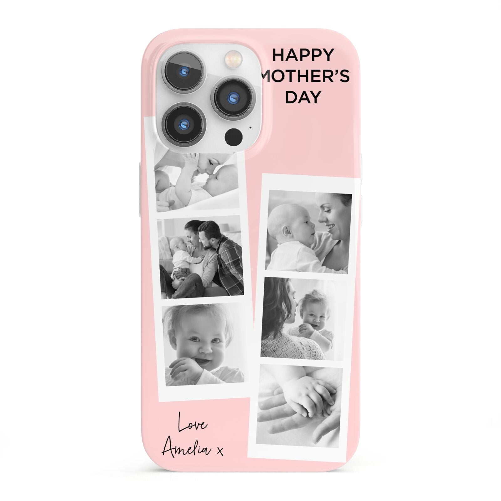 Pink Mothers Day Photo Strips iPhone 13 Pro Full Wrap 3D Snap Case