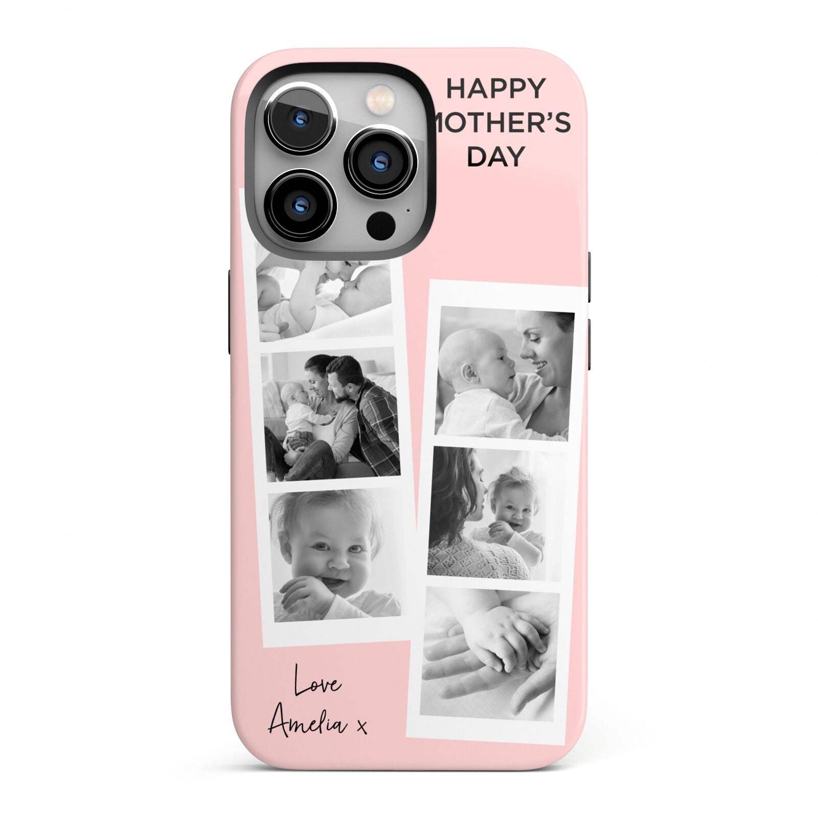 Pink Mothers Day Photo Strips iPhone 13 Pro Full Wrap 3D Tough Case