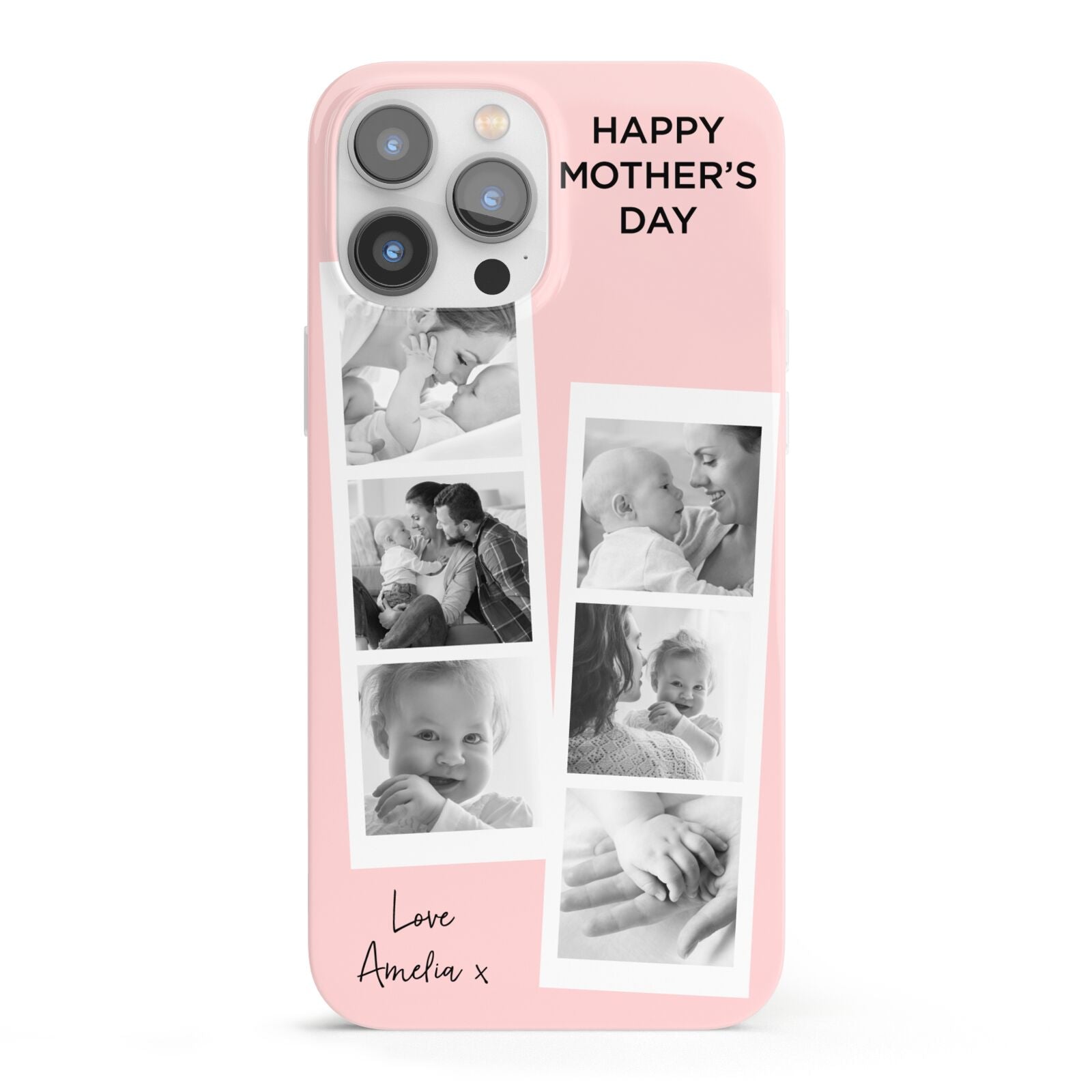 Pink Mothers Day Photo Strips iPhone 13 Pro Max Full Wrap 3D Snap Case