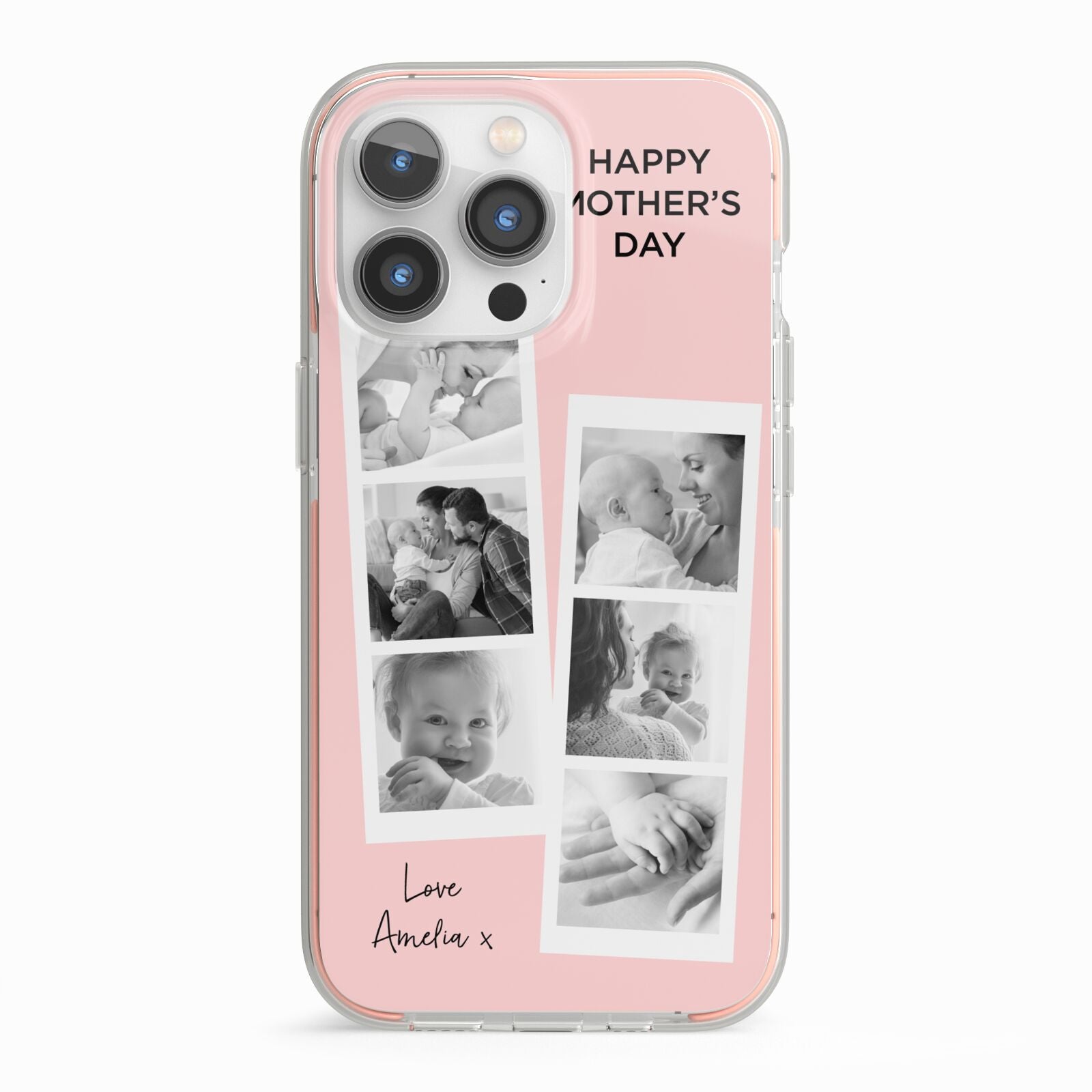 Pink Mothers Day Photo Strips iPhone 13 Pro TPU Impact Case with Pink Edges