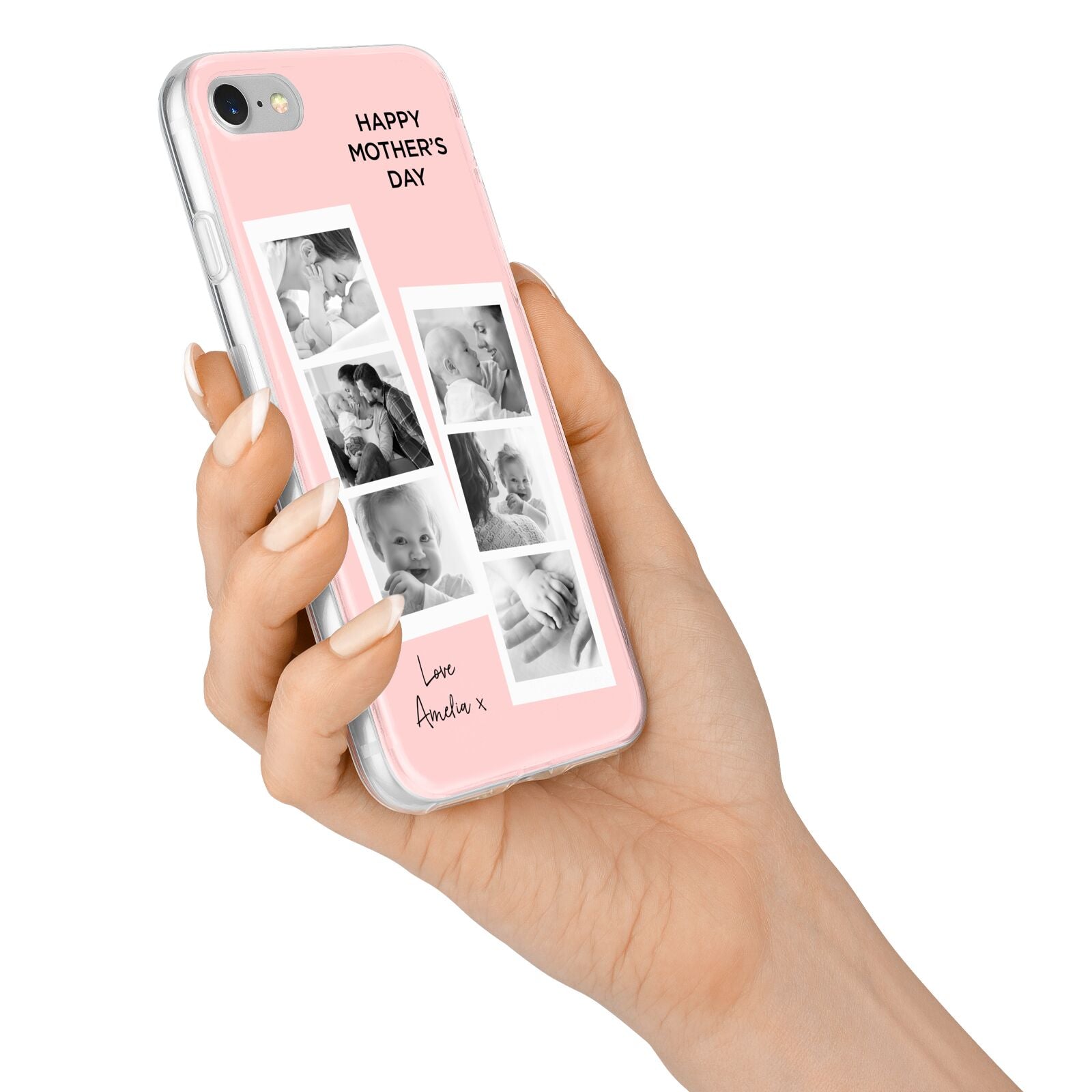 Pink Mothers Day Photo Strips iPhone 7 Bumper Case on Silver iPhone Alternative Image