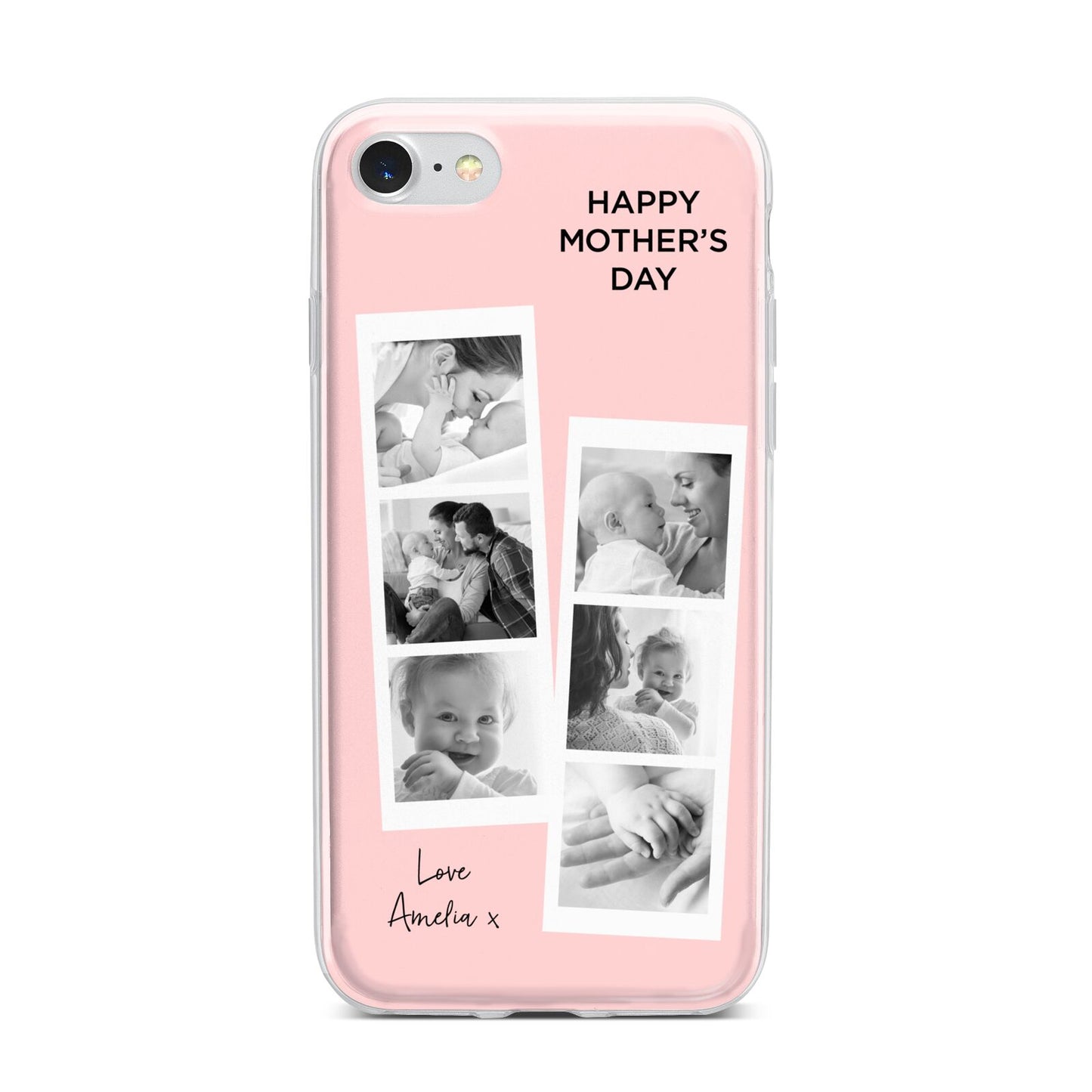 Pink Mothers Day Photo Strips iPhone 7 Bumper Case on Silver iPhone
