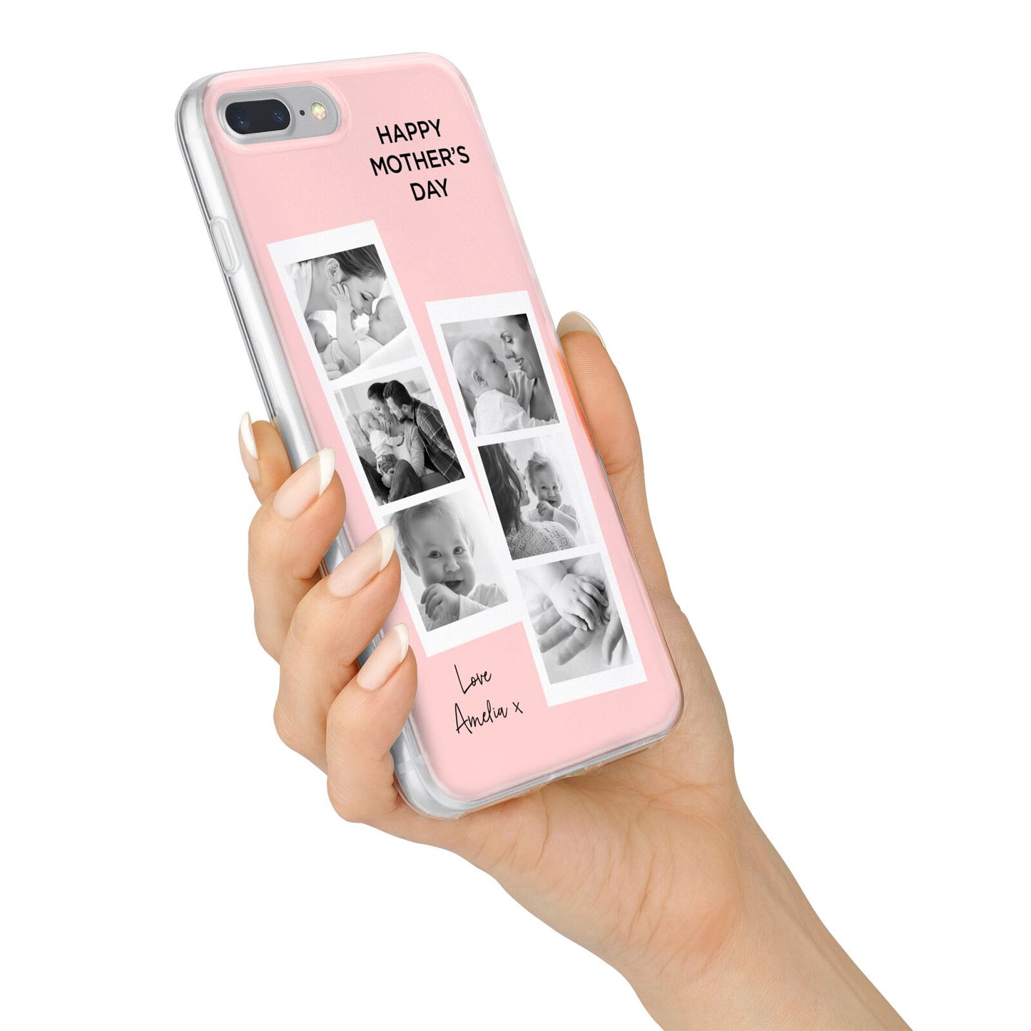 Pink Mothers Day Photo Strips iPhone 7 Plus Bumper Case on Silver iPhone Alternative Image
