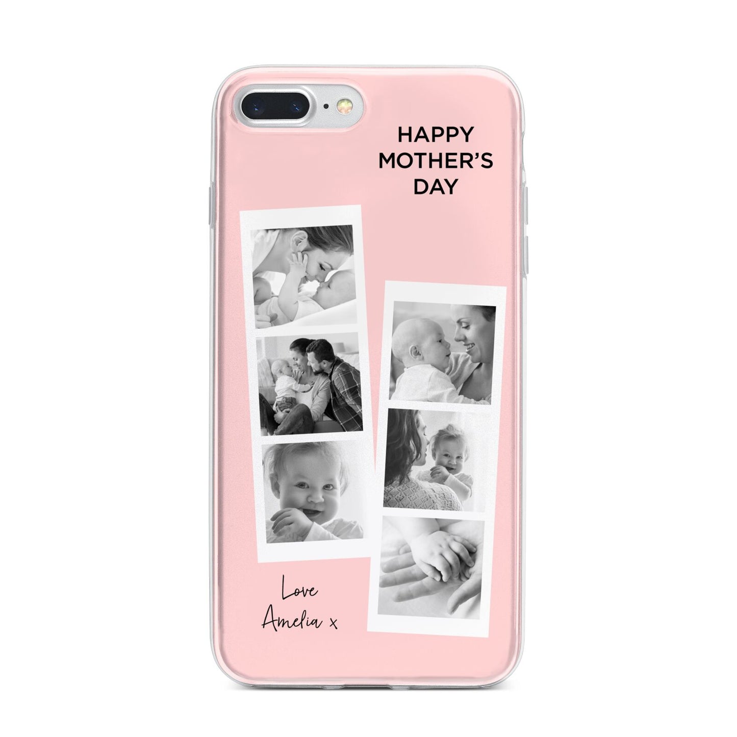 Pink Mothers Day Photo Strips iPhone 7 Plus Bumper Case on Silver iPhone
