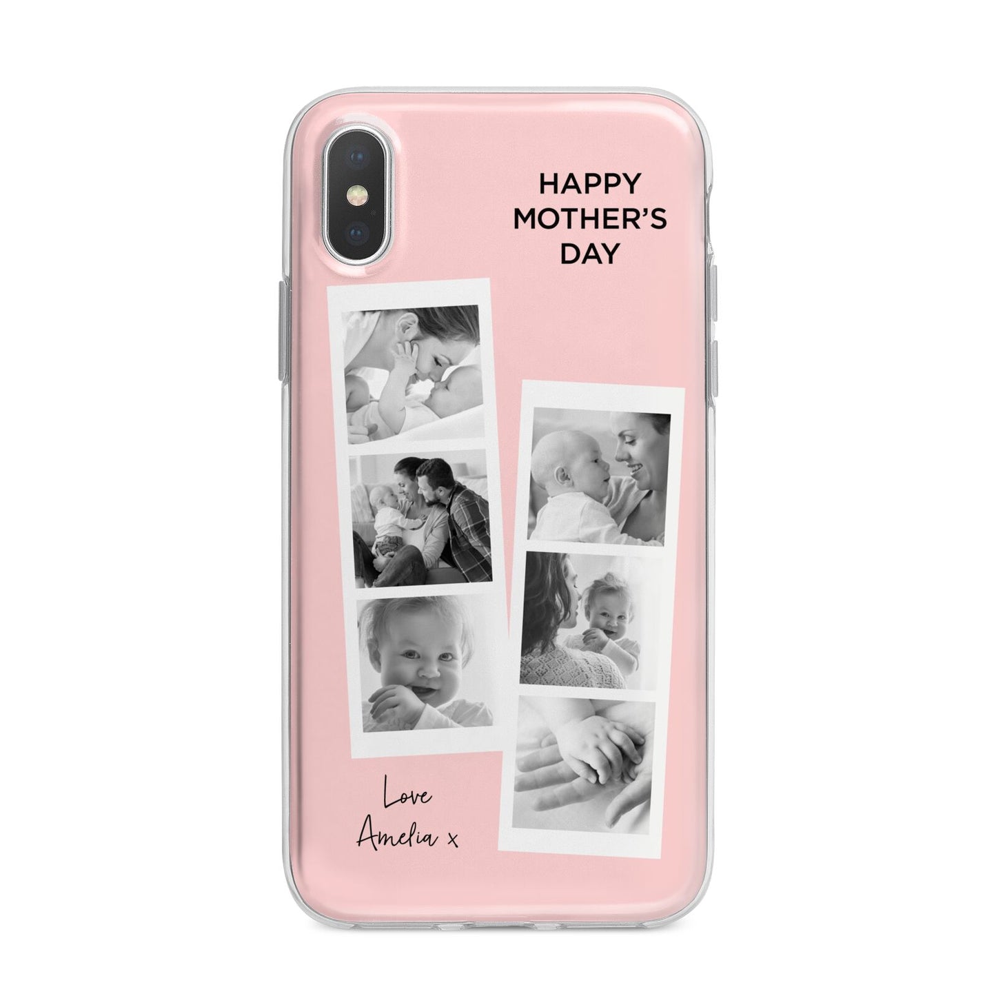 Pink Mothers Day Photo Strips iPhone X Bumper Case on Silver iPhone Alternative Image 1