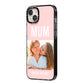 Pink Mothers Day Photo iPhone 14 Plus Black Impact Case Side Angle on Silver phone