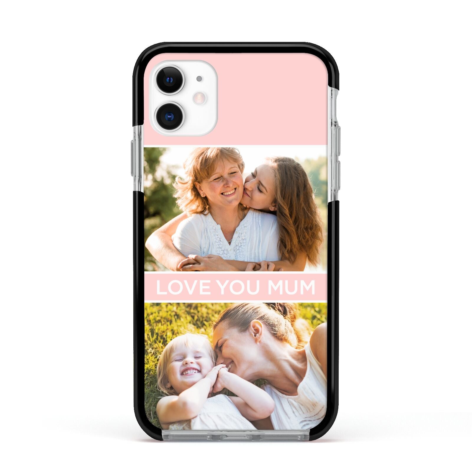 Pink Mothers Day Photos Apple iPhone 11 in White with Black Impact Case