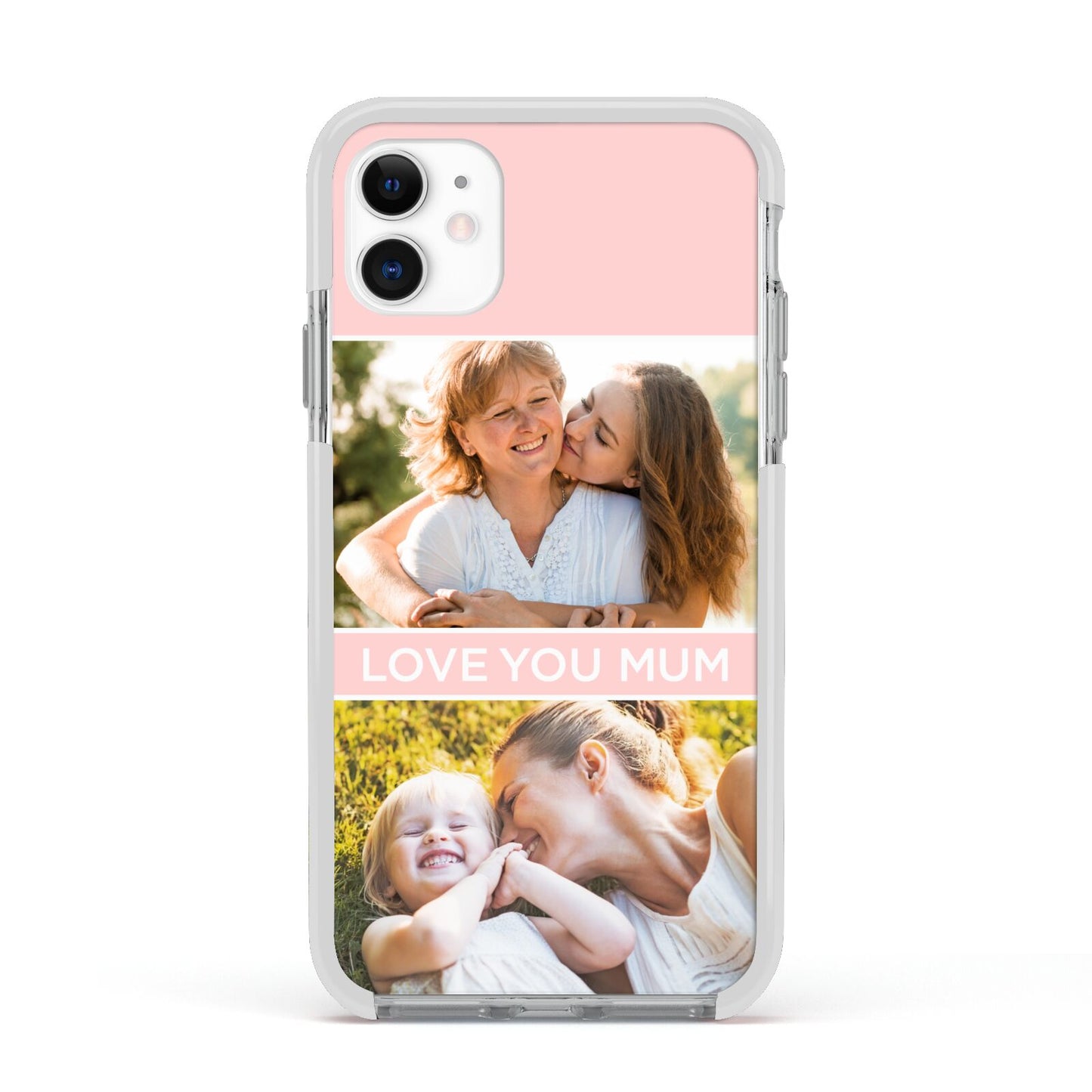 Pink Mothers Day Photos Apple iPhone 11 in White with White Impact Case