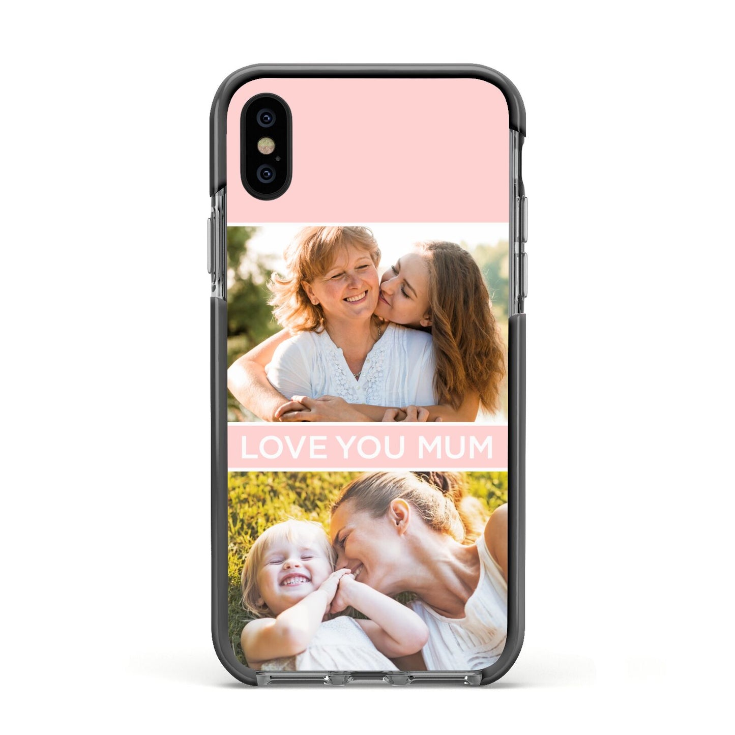 Pink Mothers Day Photos Apple iPhone Xs Impact Case Black Edge on Black Phone