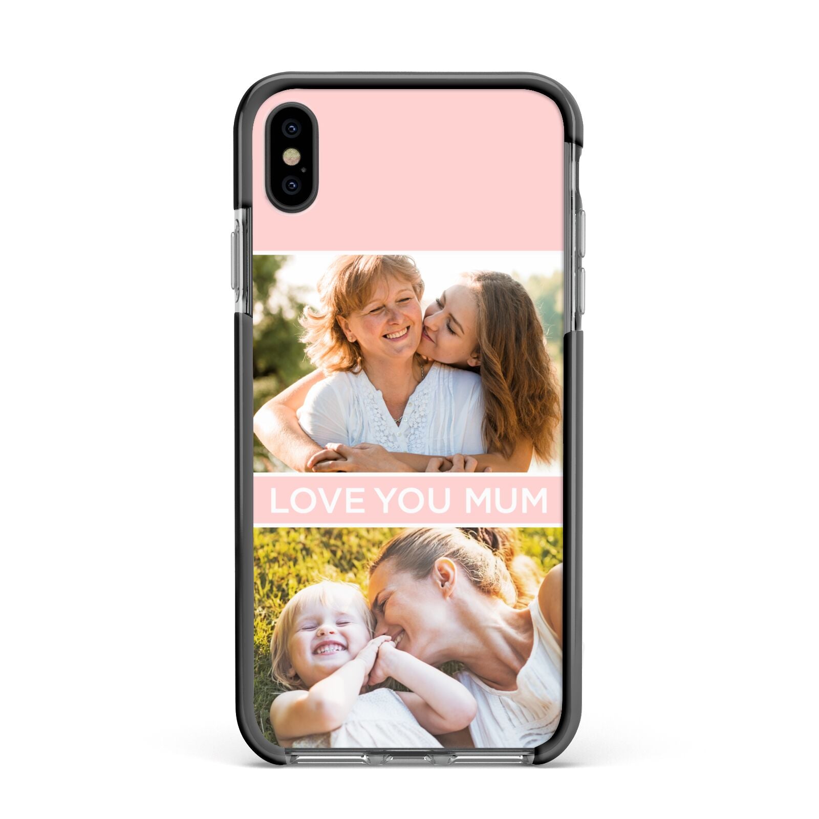 Pink Mothers Day Photos Apple iPhone Xs Max Impact Case Black Edge on Black Phone