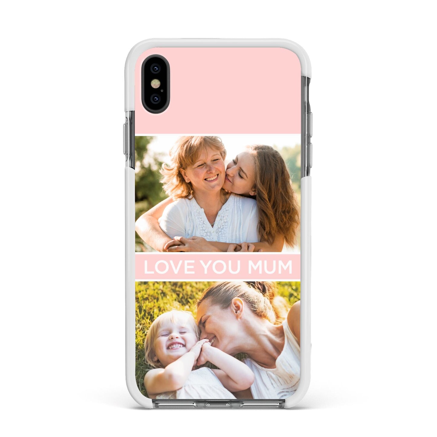 Pink Mothers Day Photos Apple iPhone Xs Max Impact Case White Edge on Black Phone