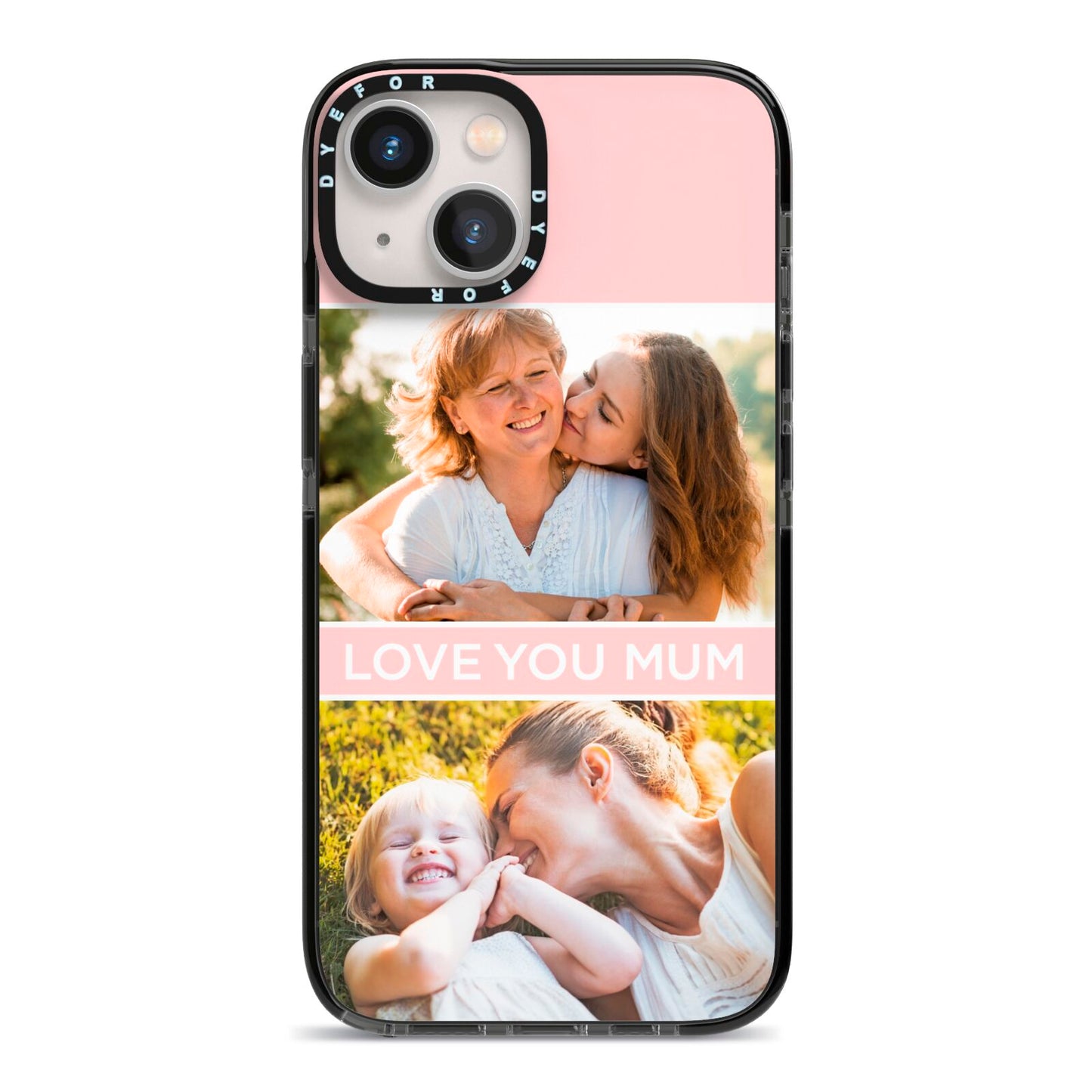 Pink Mothers Day Photos iPhone 13 Black Impact Case on Silver phone
