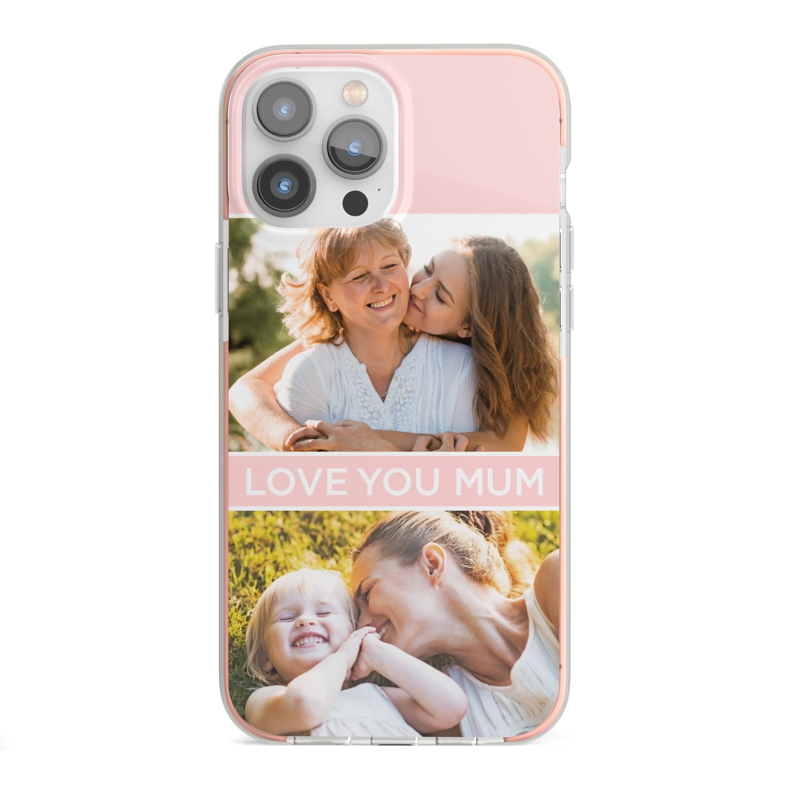 Pink Mothers Day Photos iPhone 13 Pro Max TPU Impact Case with Pink Edges