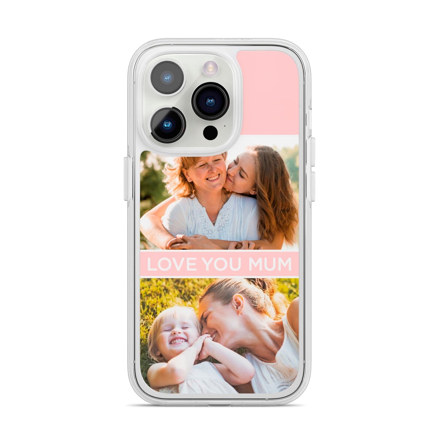 Pink Mothers Day Photos iPhone 14 Pro Clear Tough Case Silver