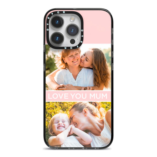 Pink Mothers Day Photos iPhone 14 Pro Max Black Impact Case on Silver phone
