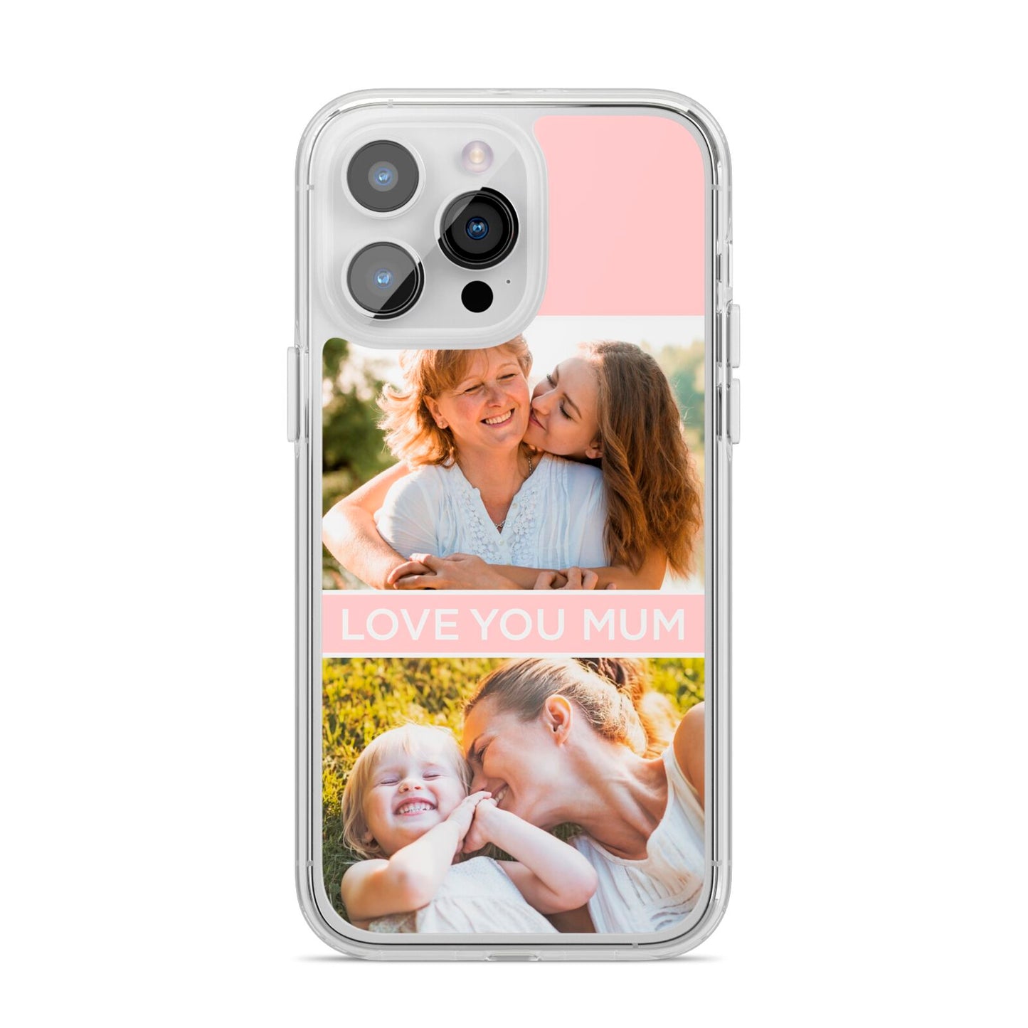 Pink Mothers Day Photos iPhone 14 Pro Max Clear Tough Case Silver