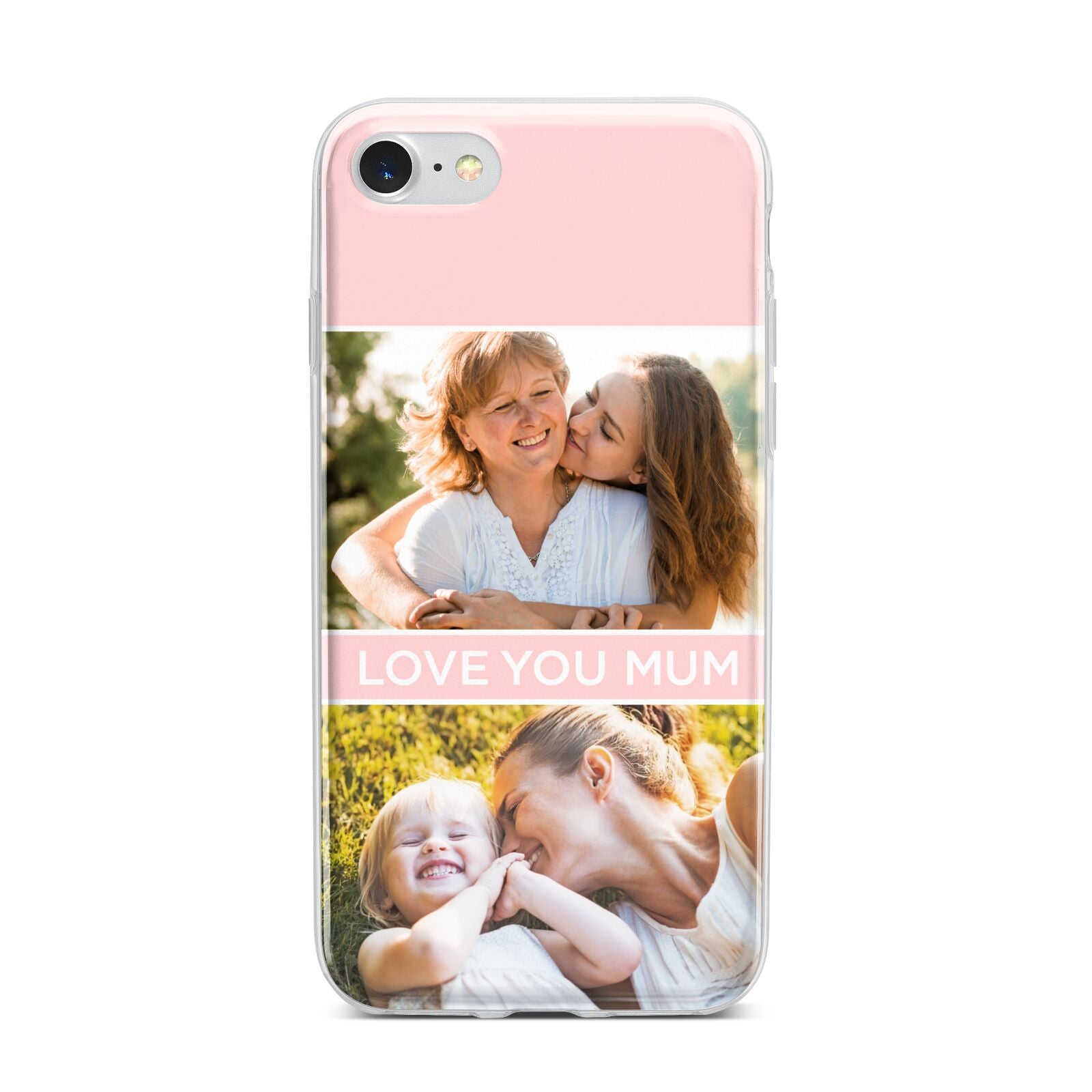Pink Mothers Day Photos iPhone 7 Bumper Case on Silver iPhone