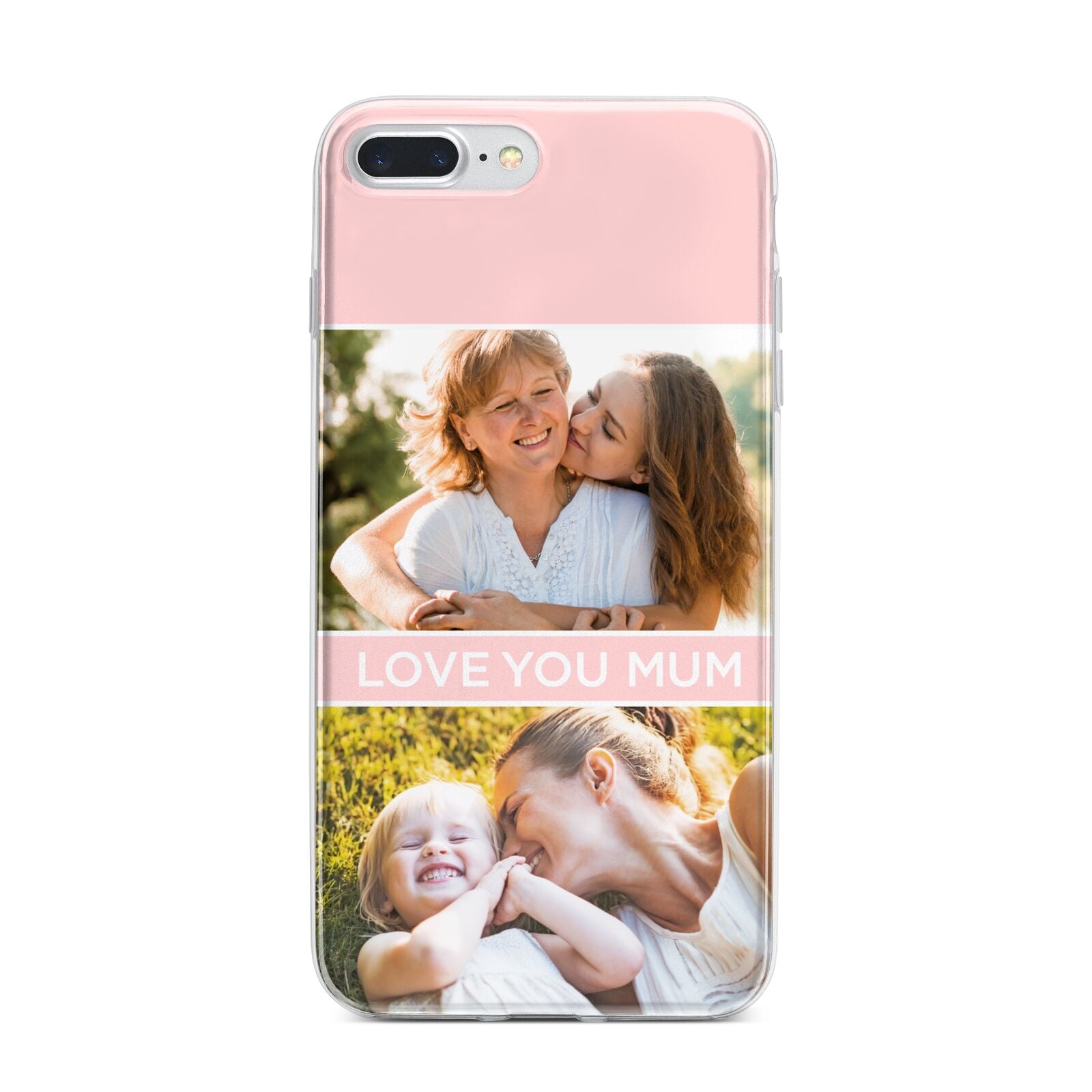 Pink Mothers Day Photos iPhone 7 Plus Bumper Case on Silver iPhone