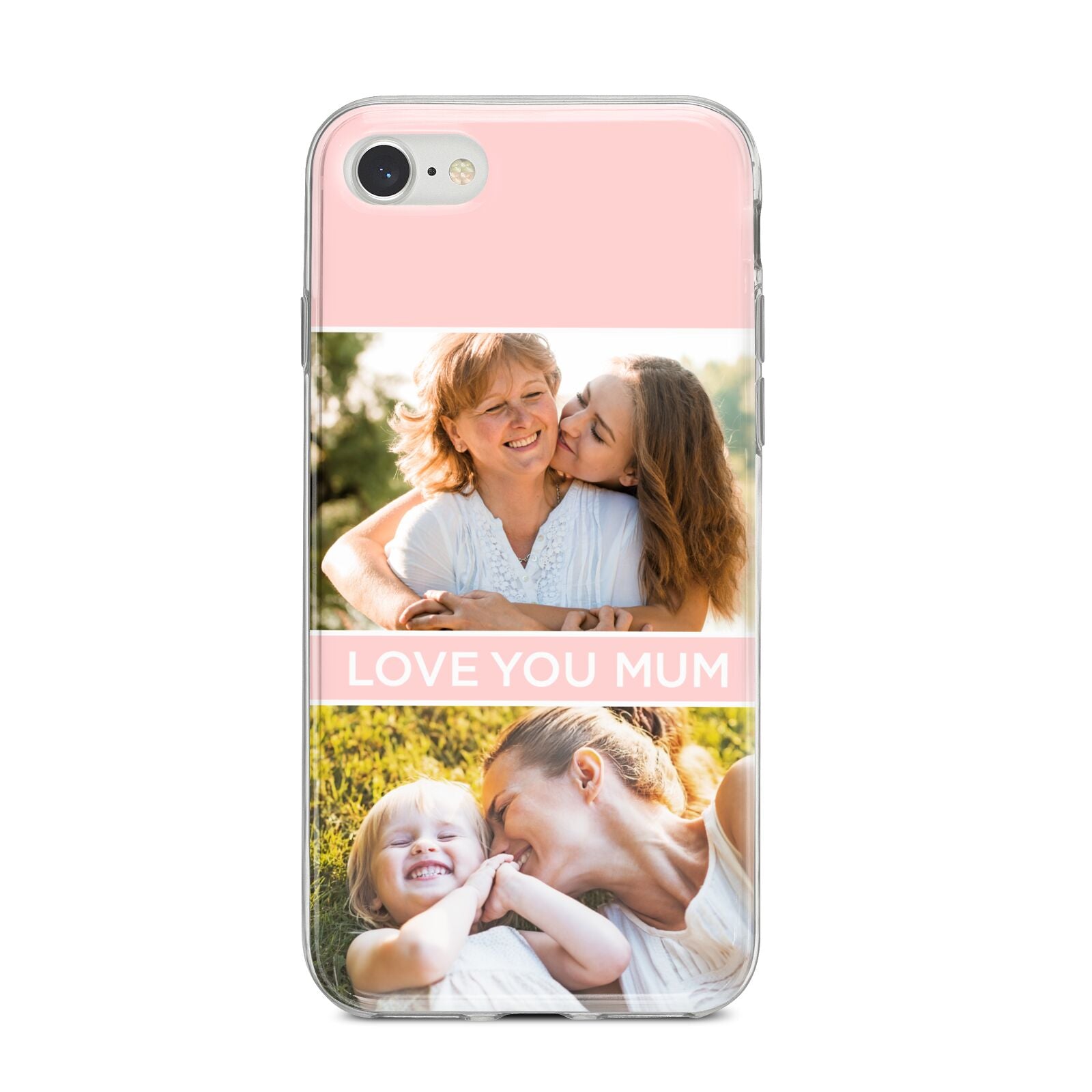 Pink Mothers Day Photos iPhone 8 Bumper Case on Silver iPhone