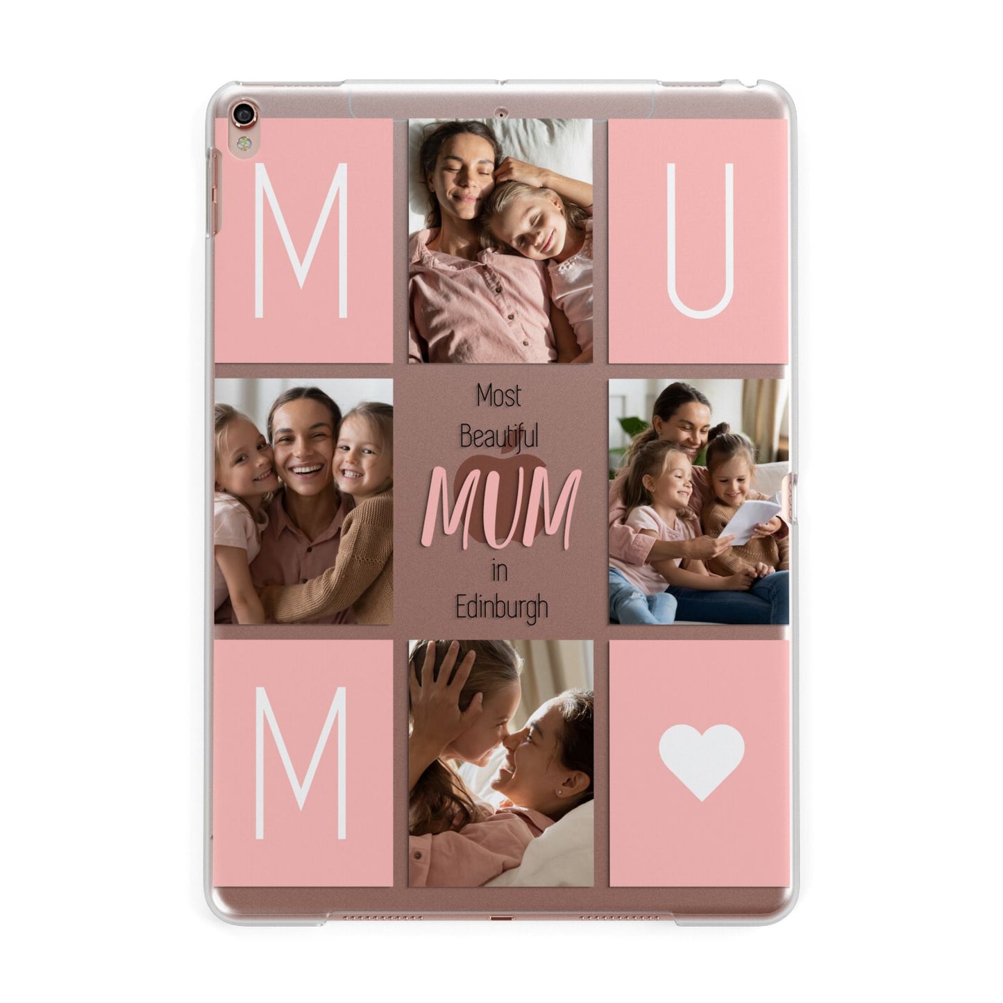 Pink Mum Photo Tiles Apple iPad Rose Gold Case