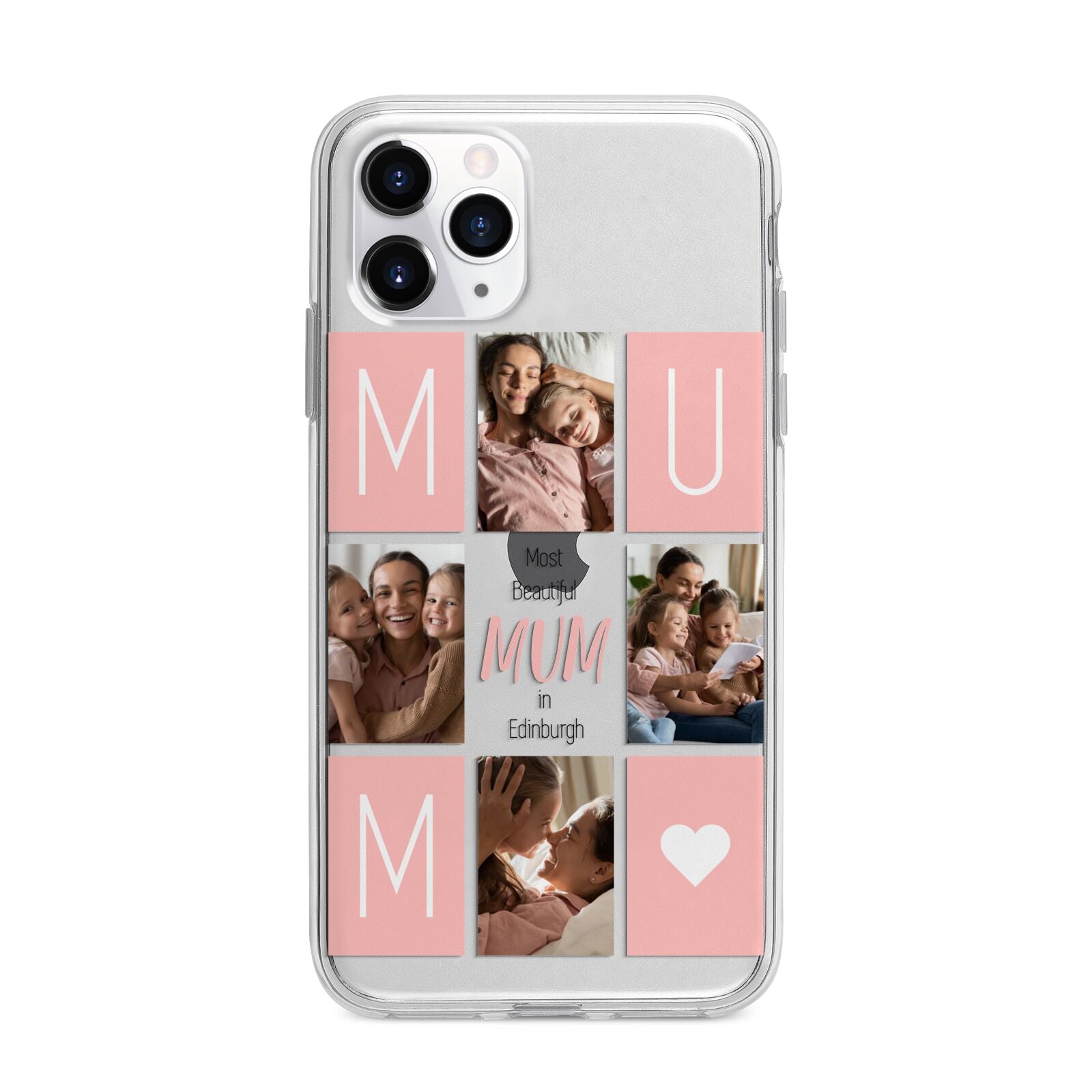 Pink Mum Photo Tiles Apple iPhone 11 Pro Max in Silver with Bumper Case