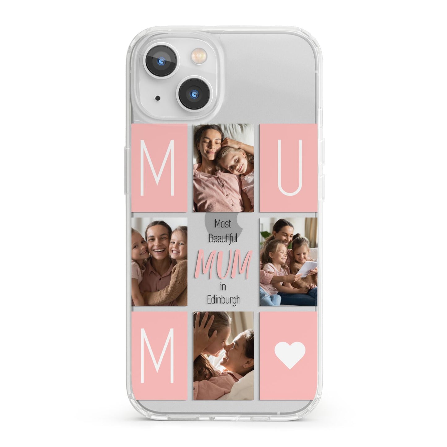 Pink Mum Photo Tiles iPhone 13 Clear Bumper Case
