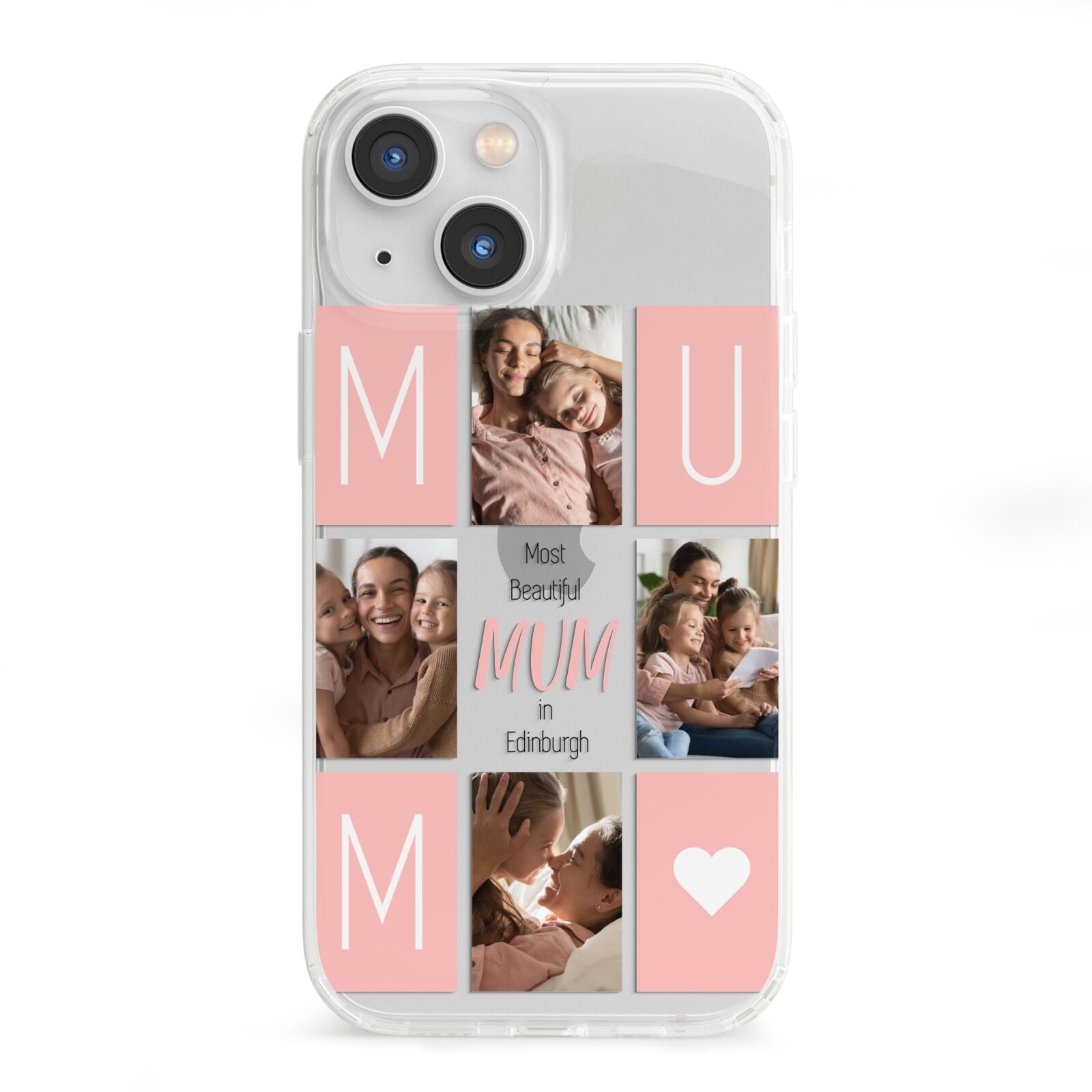 Pink Mum Photo Tiles iPhone 13 Mini Clear Bumper Case
