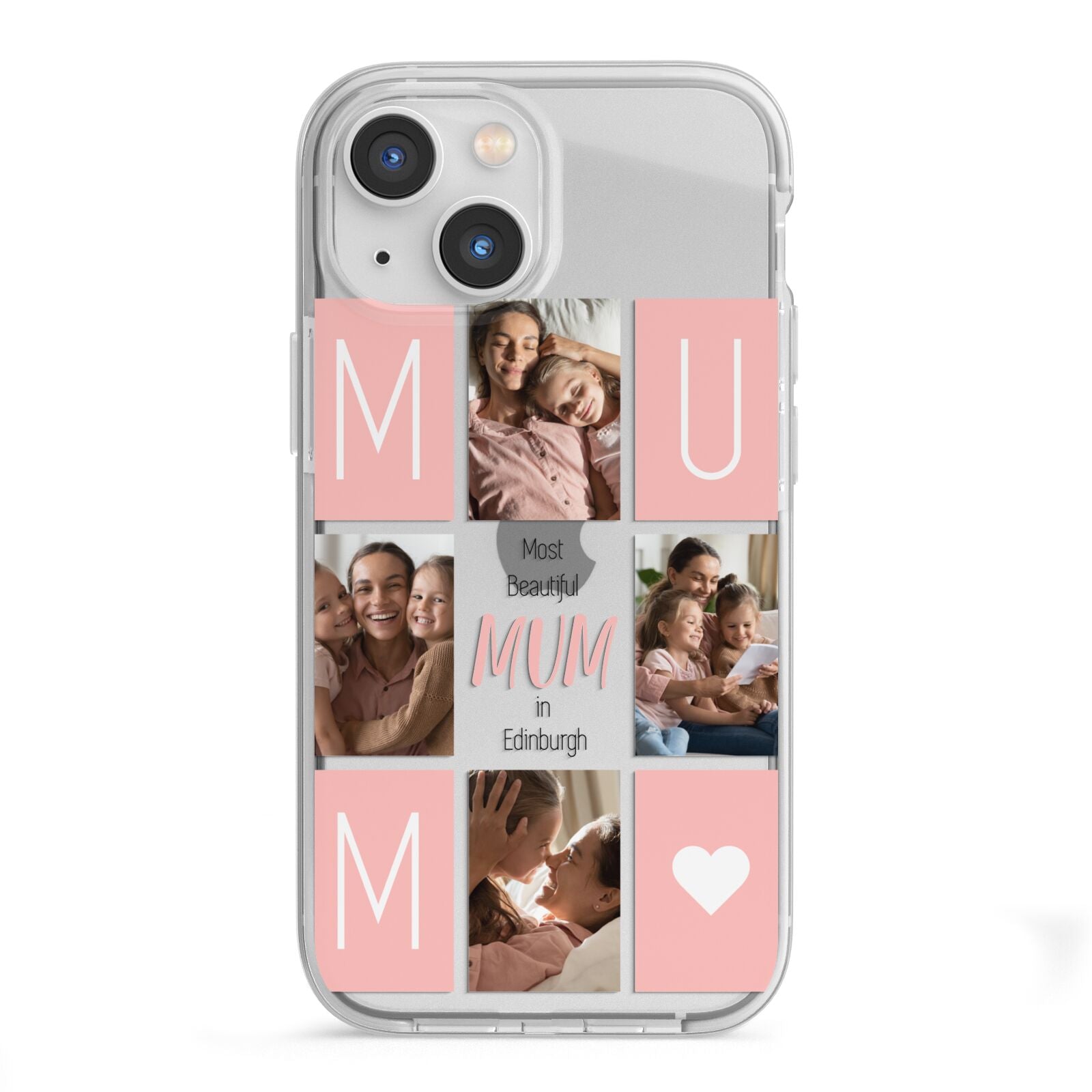 Pink Mum Photo Tiles iPhone 13 Mini TPU Impact Case with White Edges