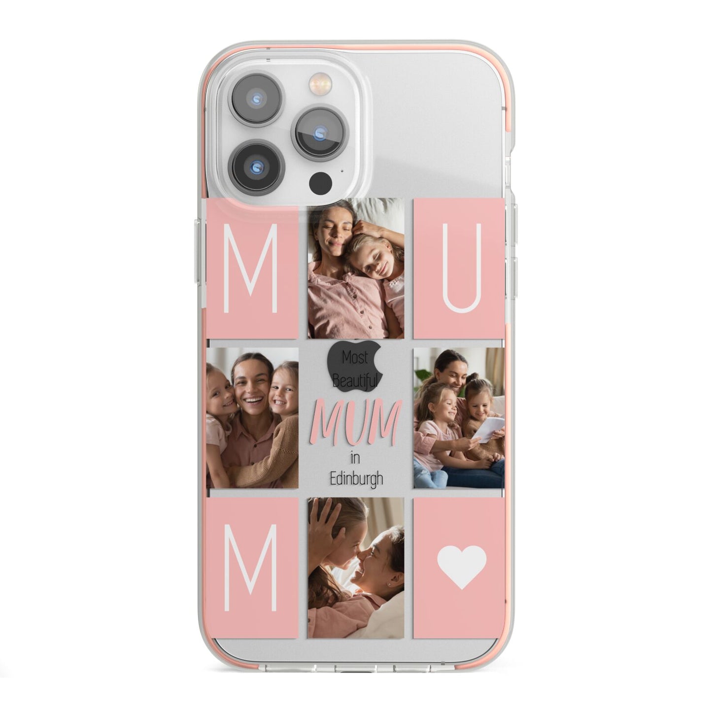 Pink Mum Photo Tiles iPhone 13 Pro Max TPU Impact Case with Pink Edges