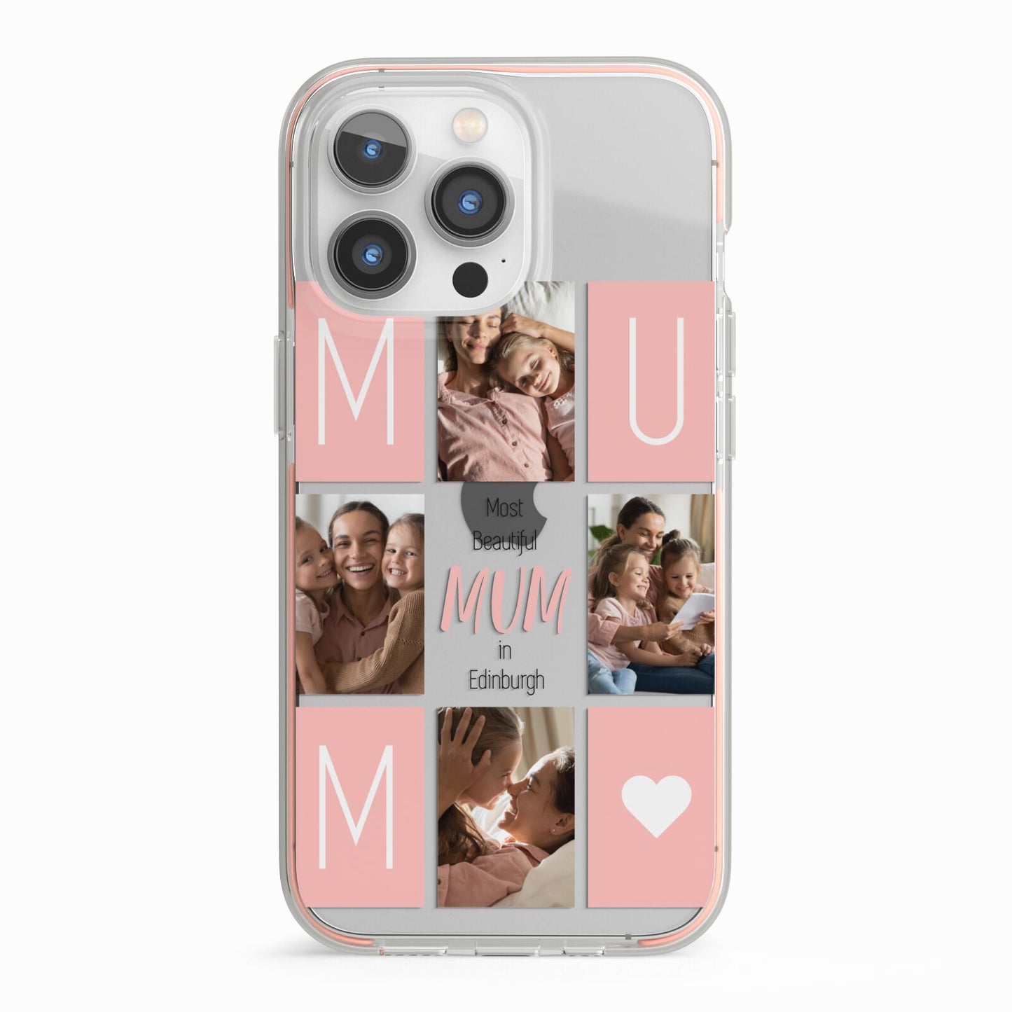 Pink Mum Photo Tiles iPhone 13 Pro TPU Impact Case with Pink Edges