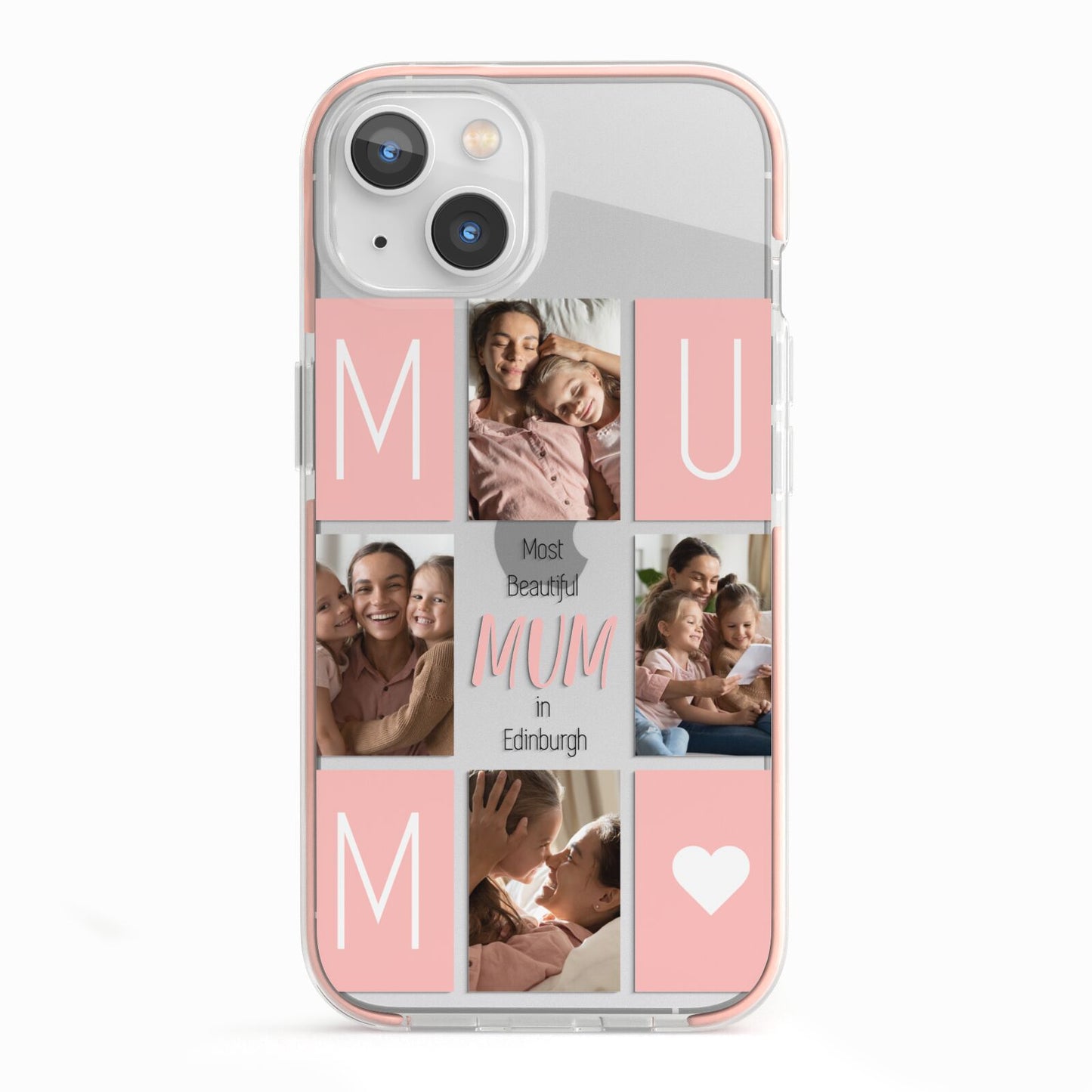 Pink Mum Photo Tiles iPhone 13 TPU Impact Case with Pink Edges