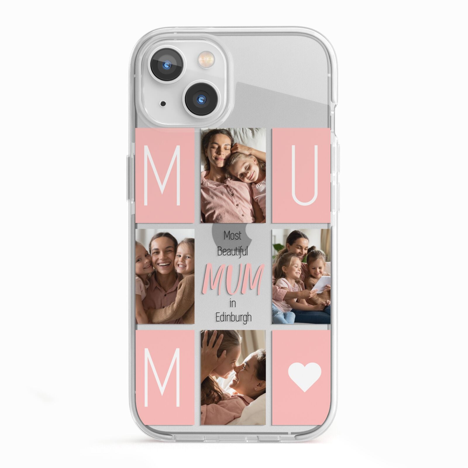 Pink Mum Photo Tiles iPhone 13 TPU Impact Case with White Edges