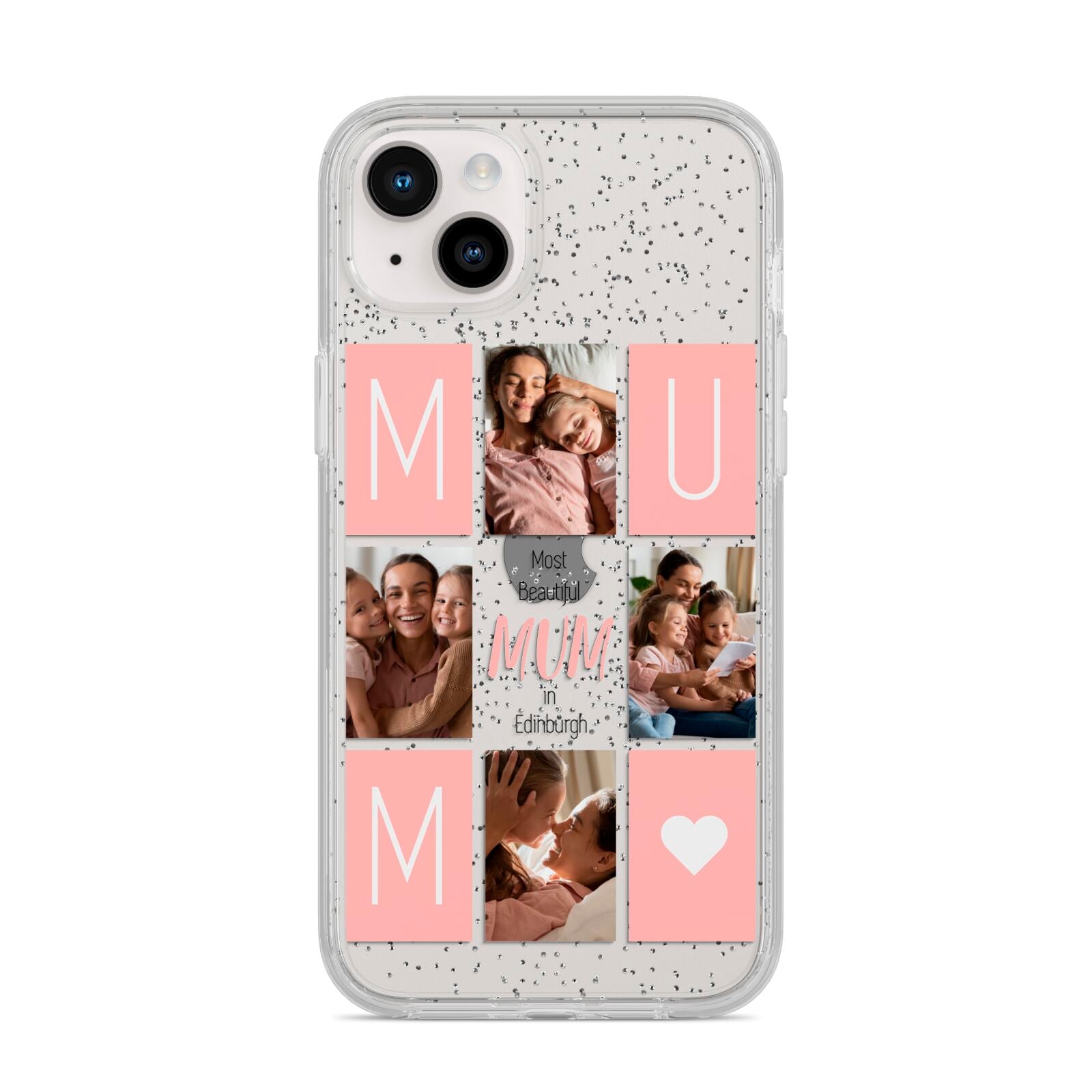 Pink Mum Photo Tiles iPhone 14 Plus Glitter Tough Case Starlight