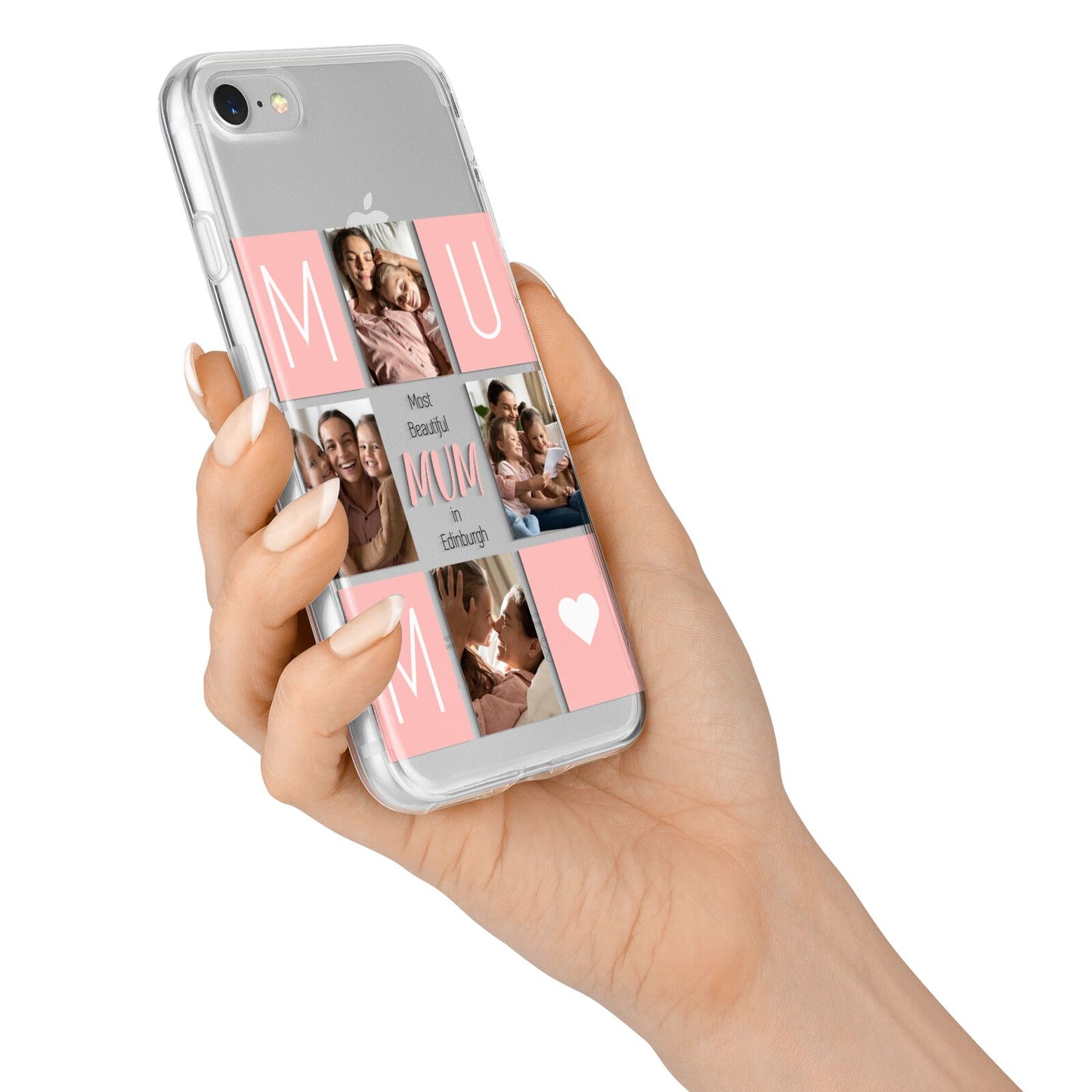 Pink Mum Photo Tiles iPhone 7 Bumper Case on Silver iPhone Alternative Image