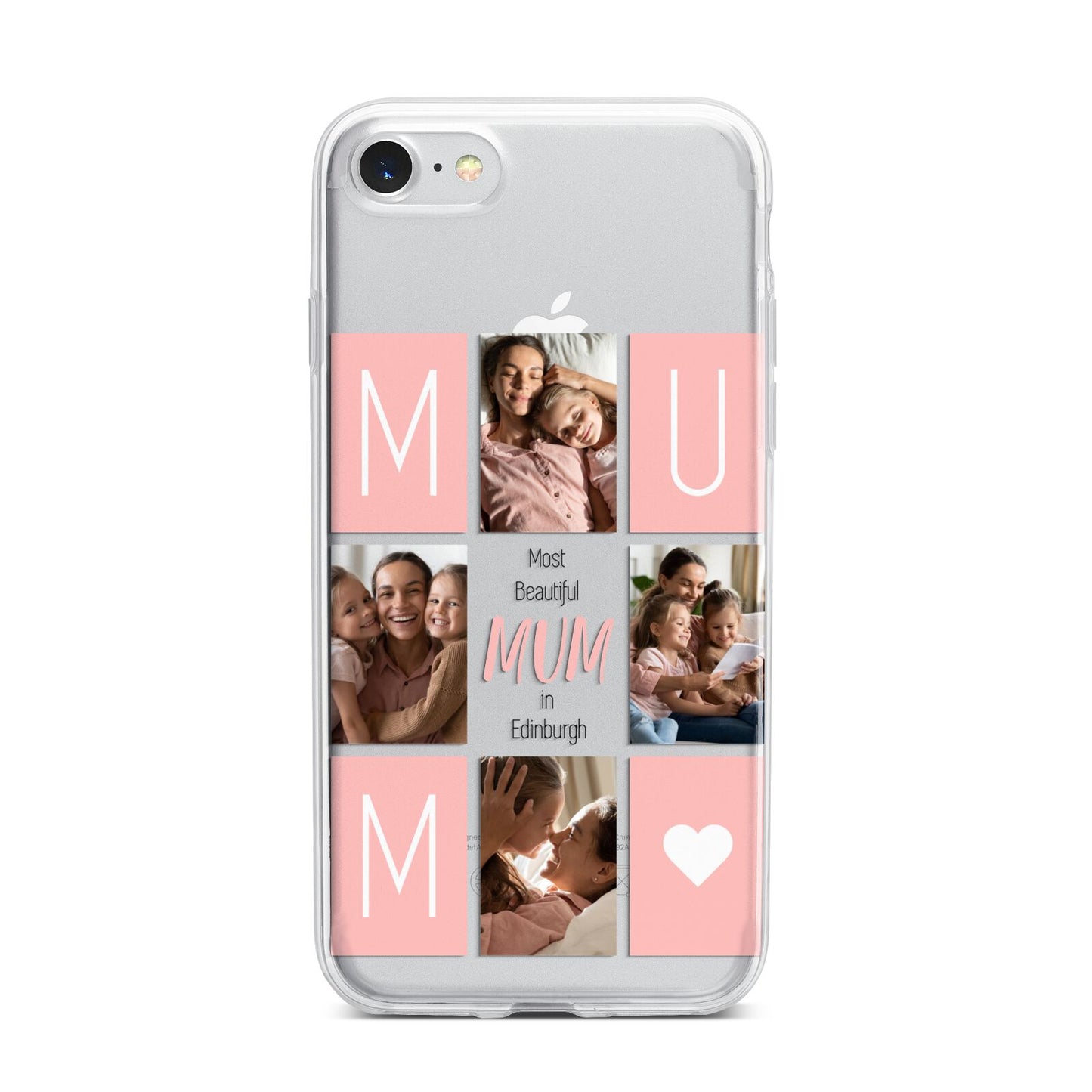 Pink Mum Photo Tiles iPhone 7 Bumper Case on Silver iPhone