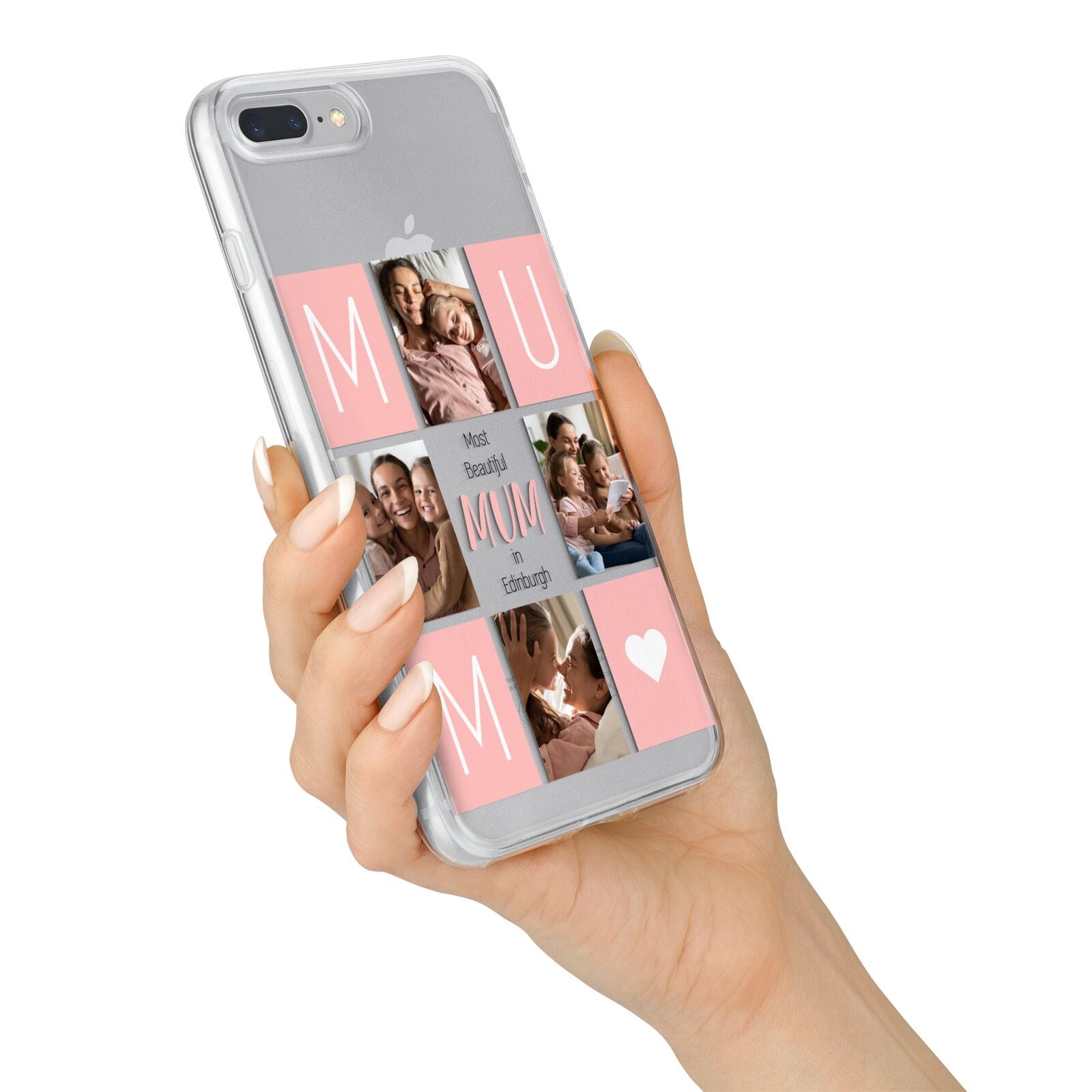 Pink Mum Photo Tiles iPhone 7 Plus Bumper Case on Silver iPhone Alternative Image