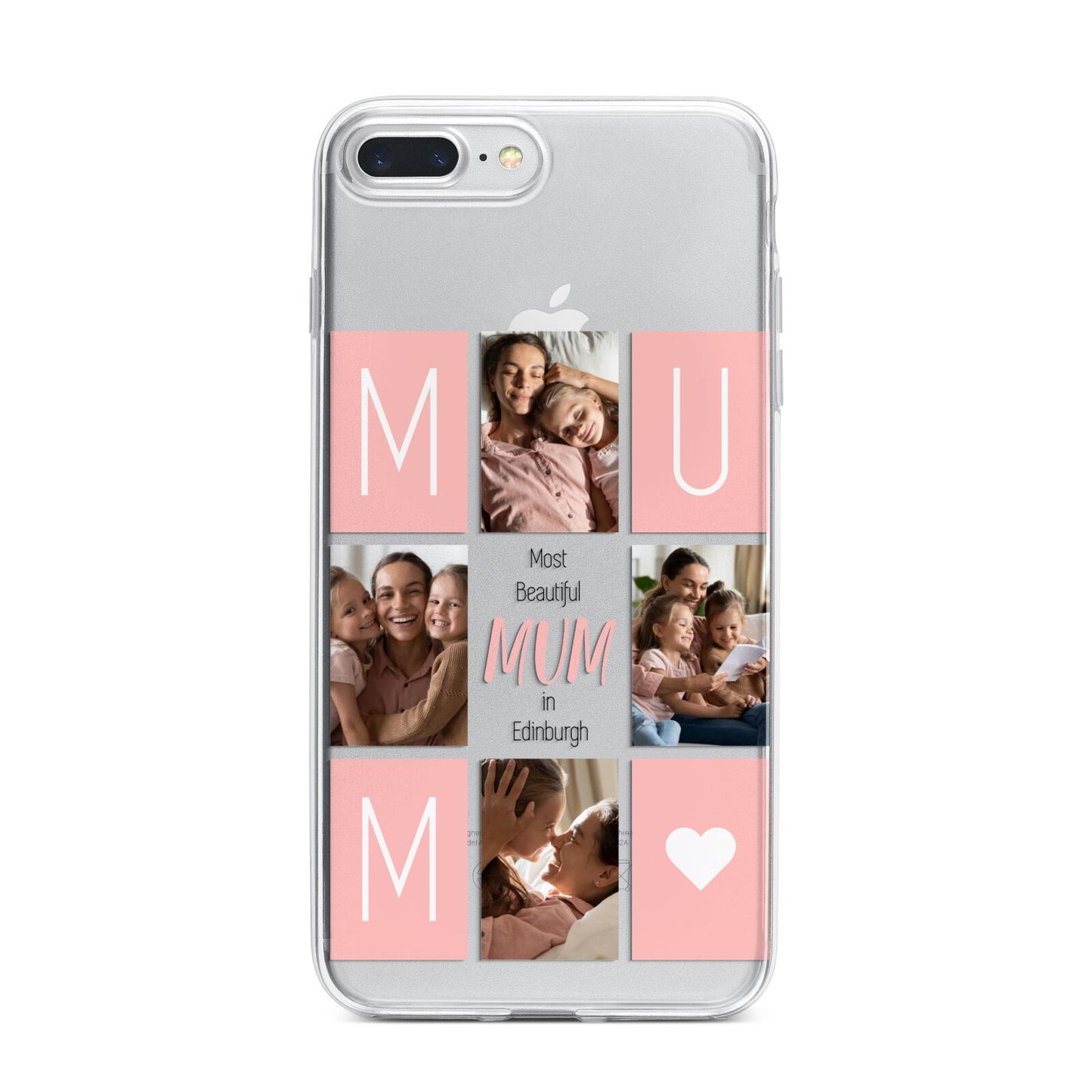 Pink Mum Photo Tiles iPhone 7 Plus Bumper Case on Silver iPhone