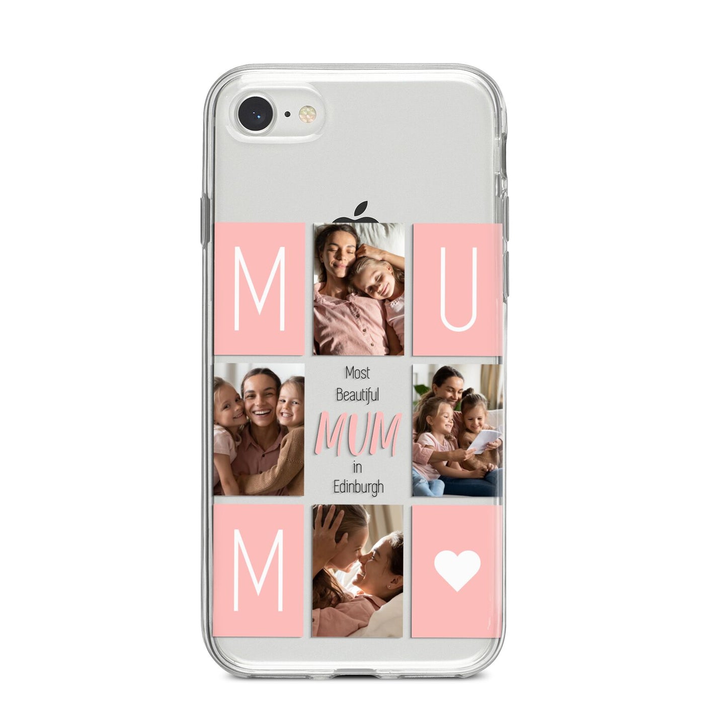 Pink Mum Photo Tiles iPhone 8 Bumper Case on Silver iPhone