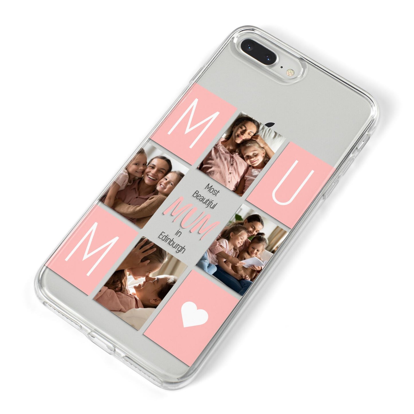 Pink Mum Photo Tiles iPhone 8 Plus Bumper Case on Silver iPhone Alternative Image