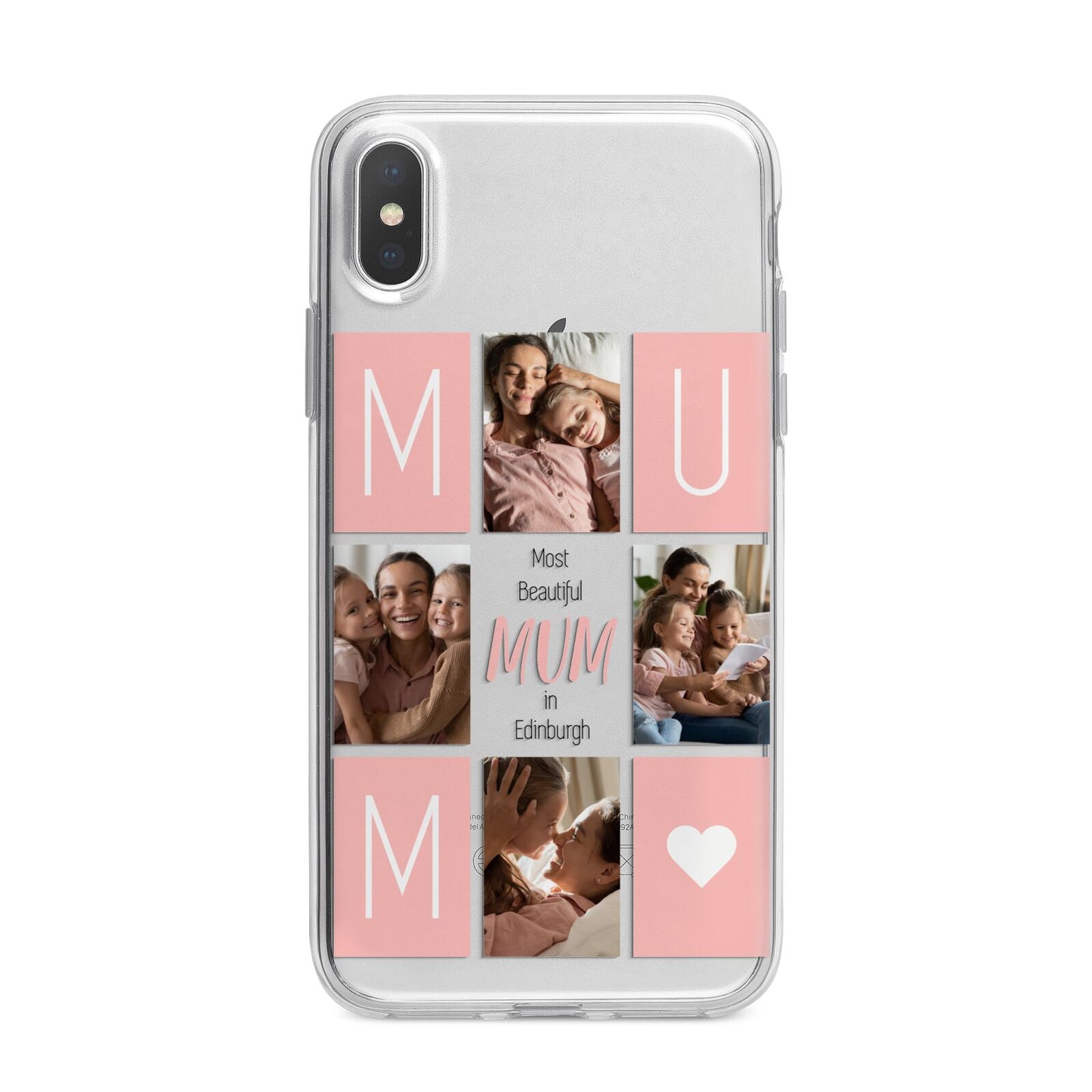 Pink Mum Photo Tiles iPhone X Bumper Case on Silver iPhone Alternative Image 1