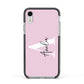 Pink Personalised Initial Name Apple iPhone XR Impact Case Black Edge on Silver Phone