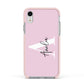 Pink Personalised Initial Name Apple iPhone XR Impact Case Pink Edge on Silver Phone